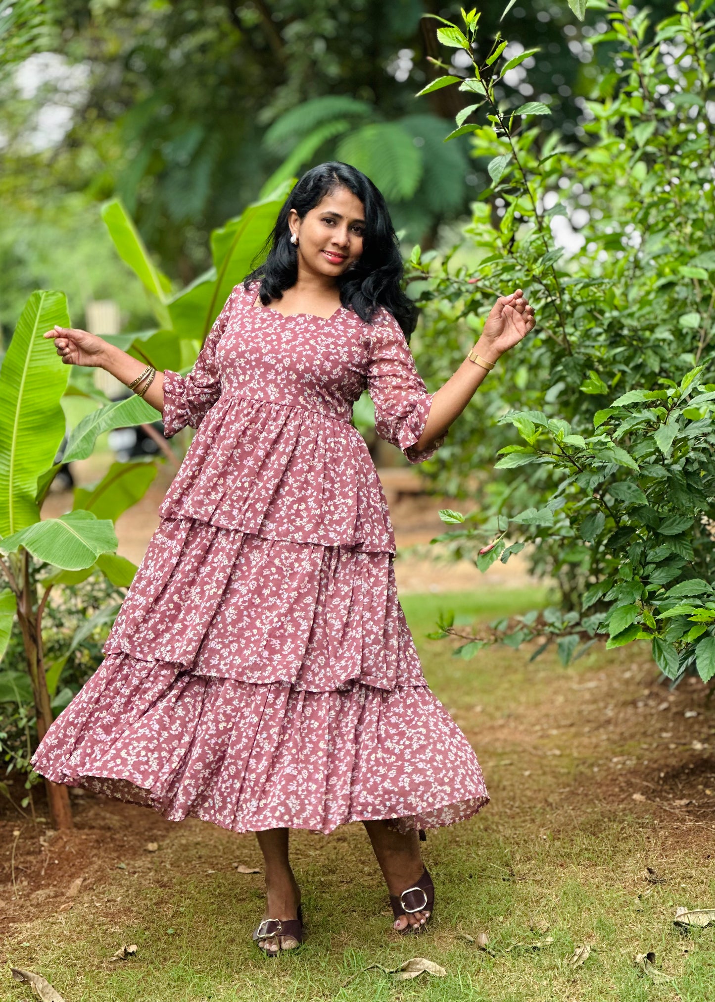 Pinkwood petals 3 layered Dress