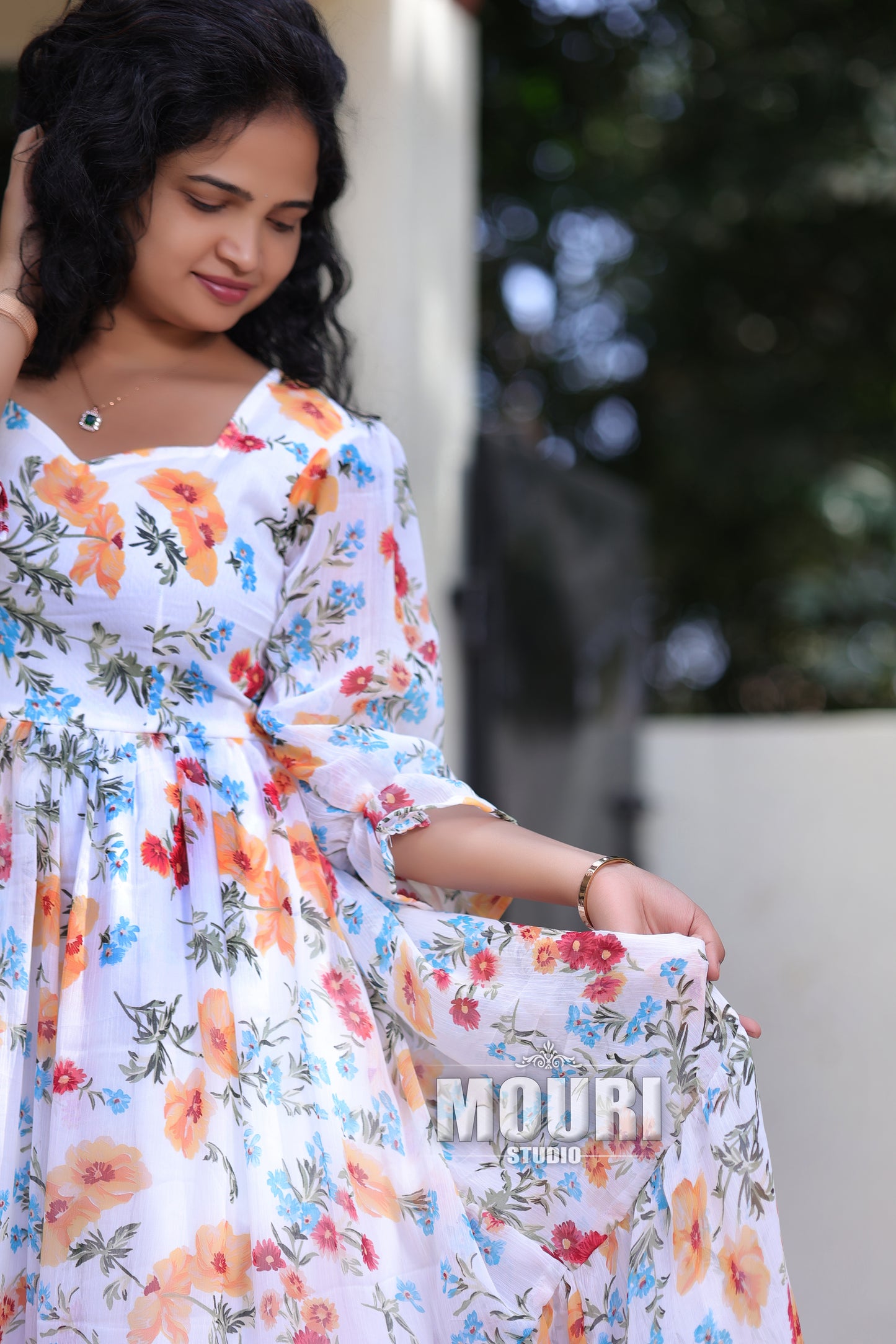 Meghalika White Floral Dress