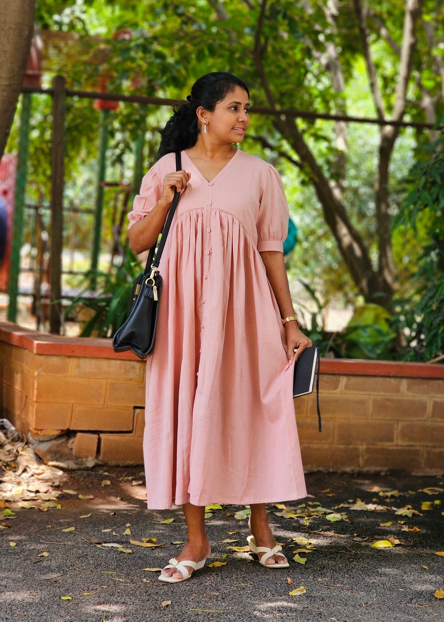 Dusty Pink Solid Midi Dress - Ready to Ship