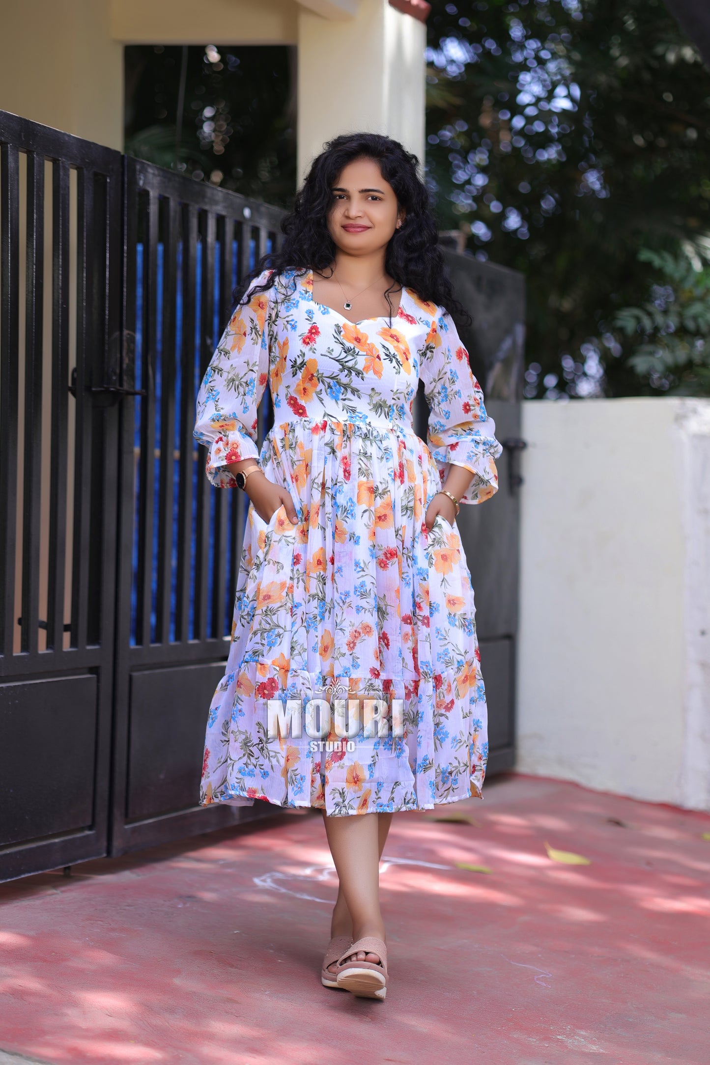 Meghalika White Floral Dress
