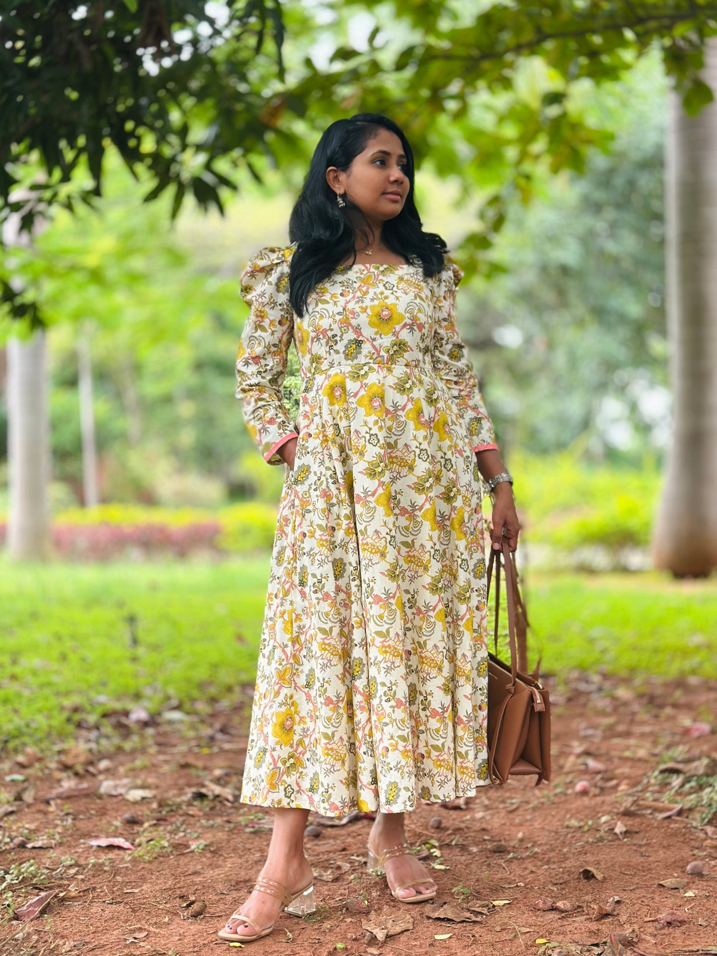 Yellow Floral Kali dress-Immediate Dispatch