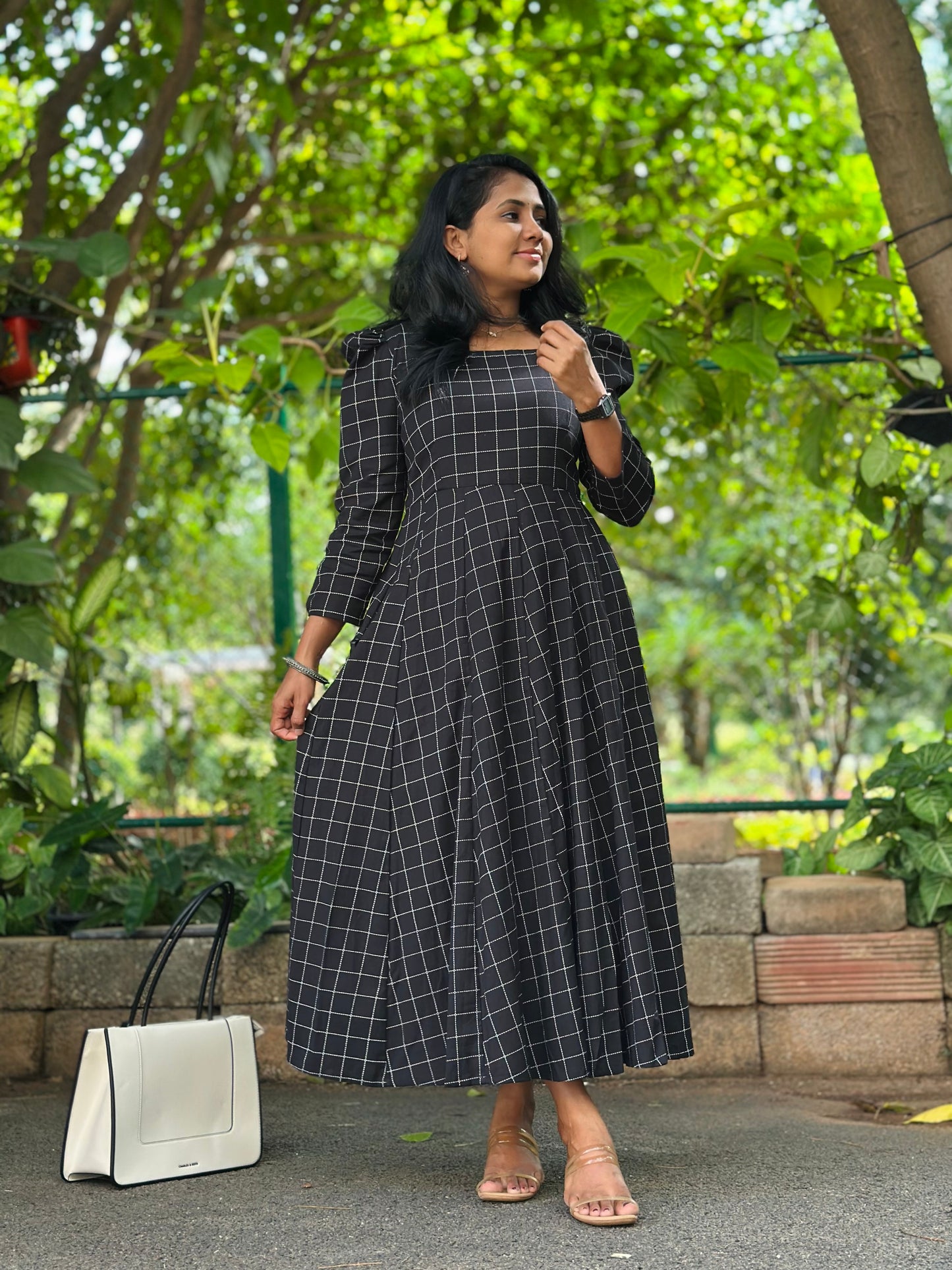 Black Checks Kali dress-Immediate Dispatch