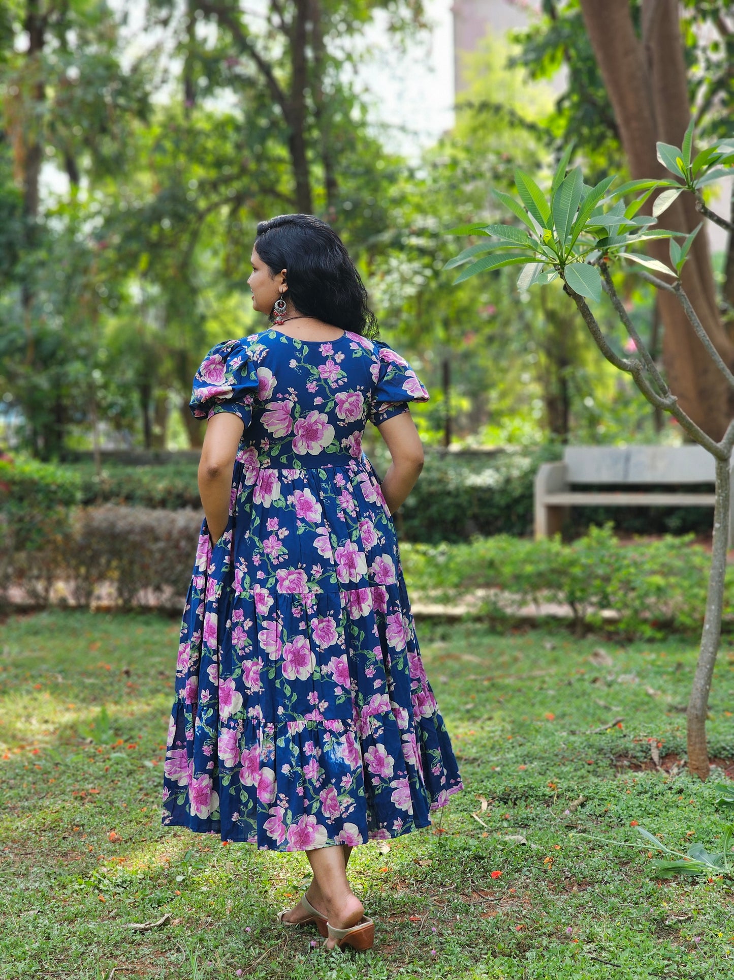 Bougainvillea Whirl 3 Tier Dress