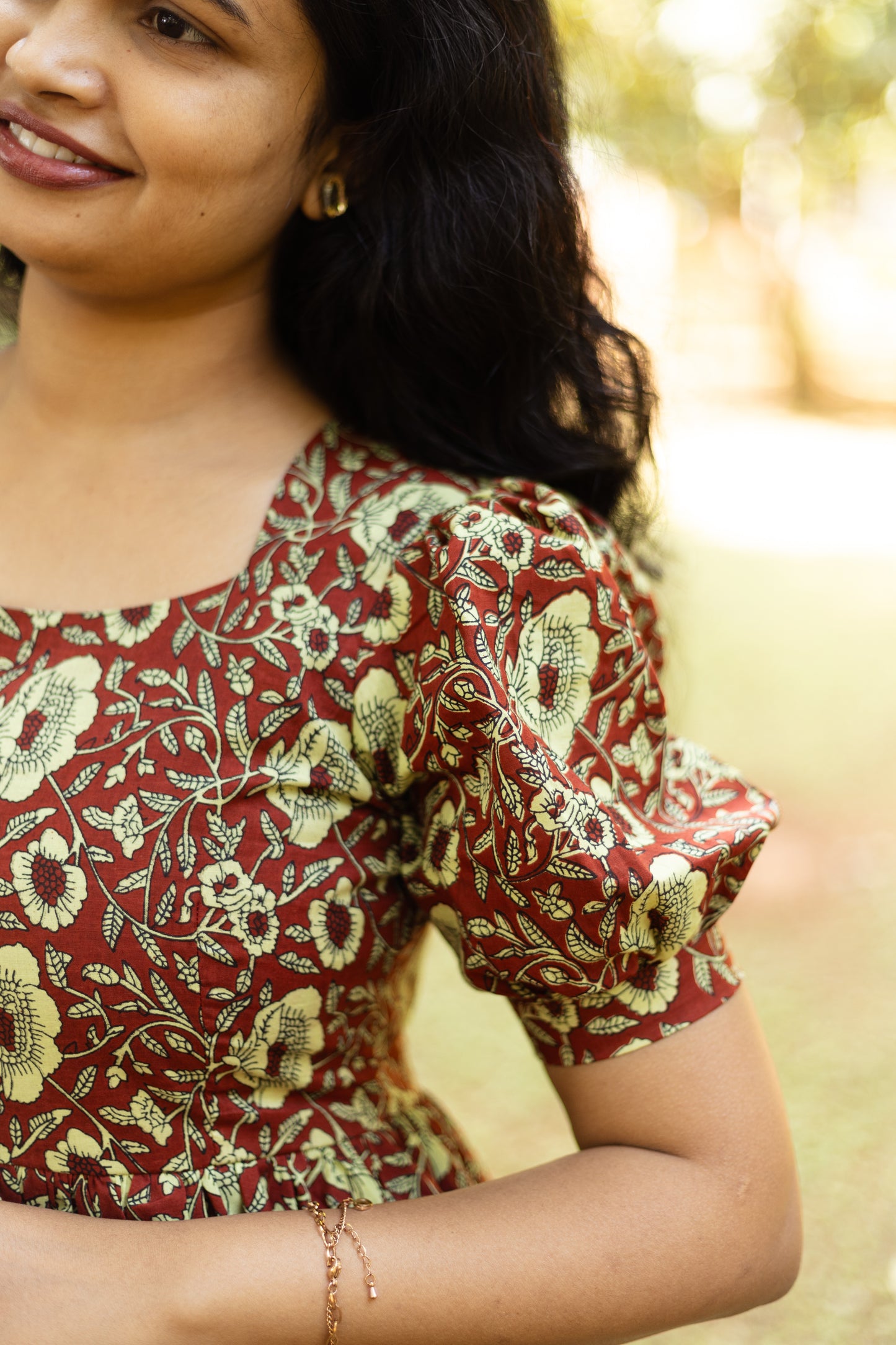 Caramel Floral 3 tier dress