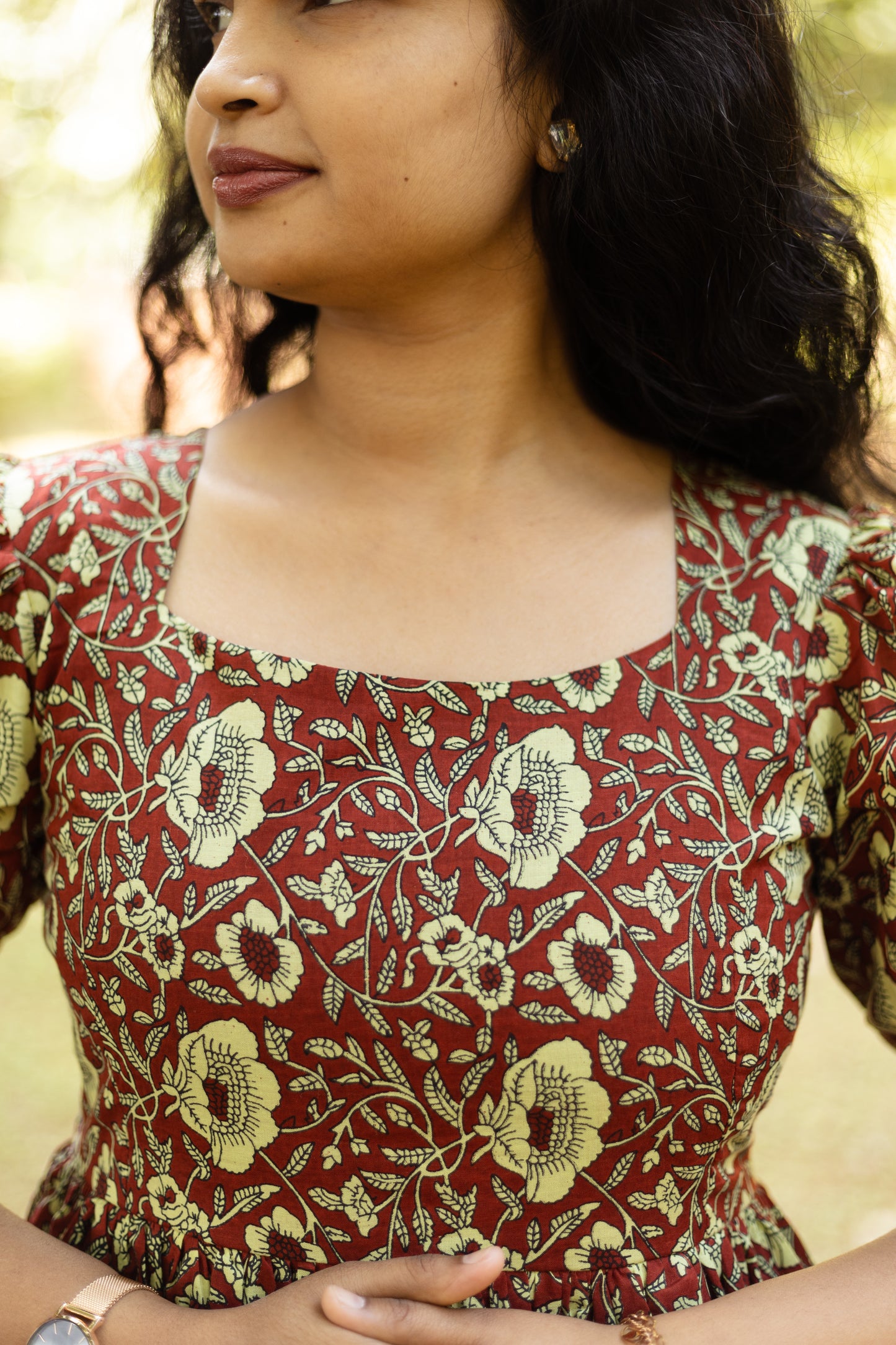 Caramel Floral 3 tier dress