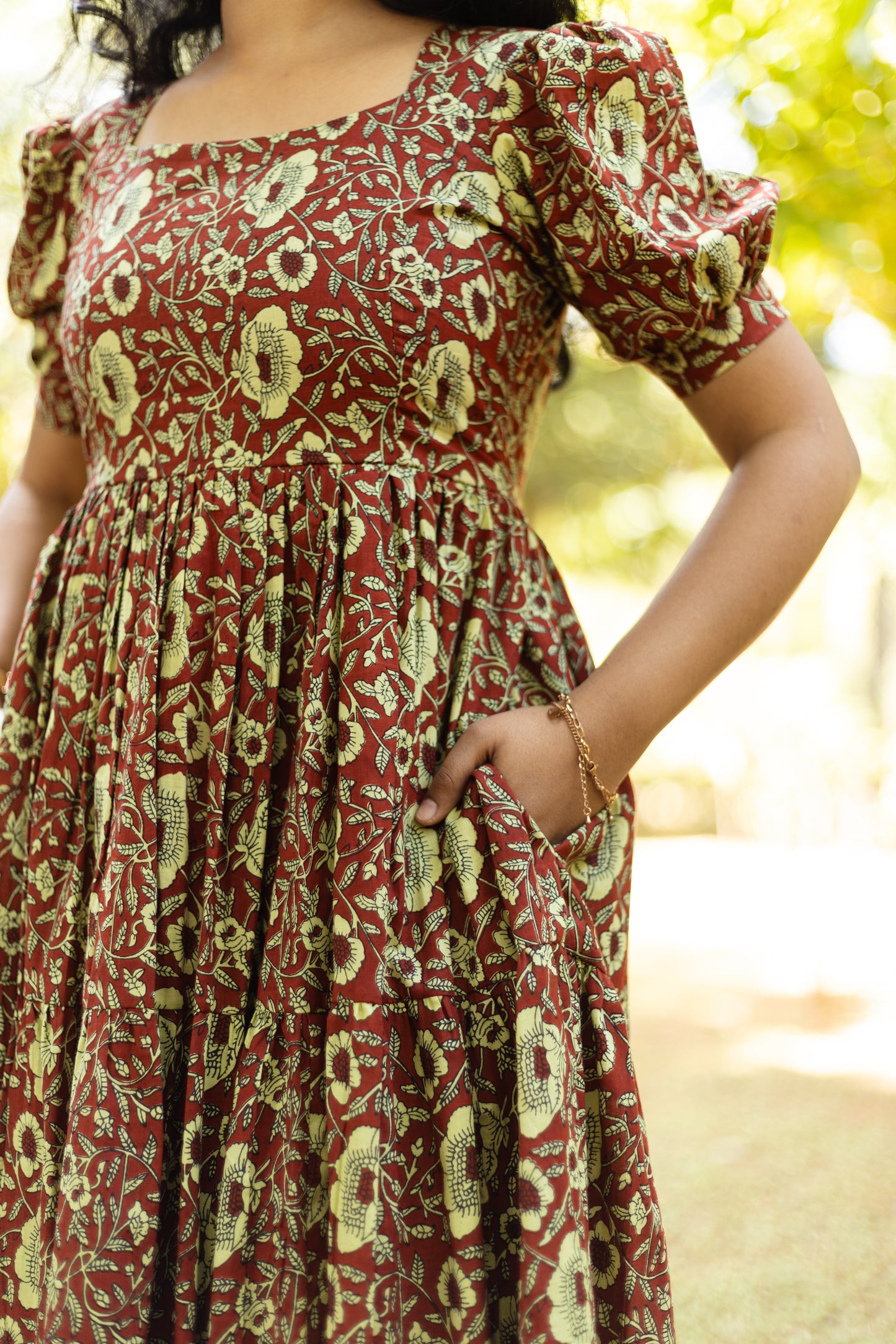 Caramel Floral 3 tier dress