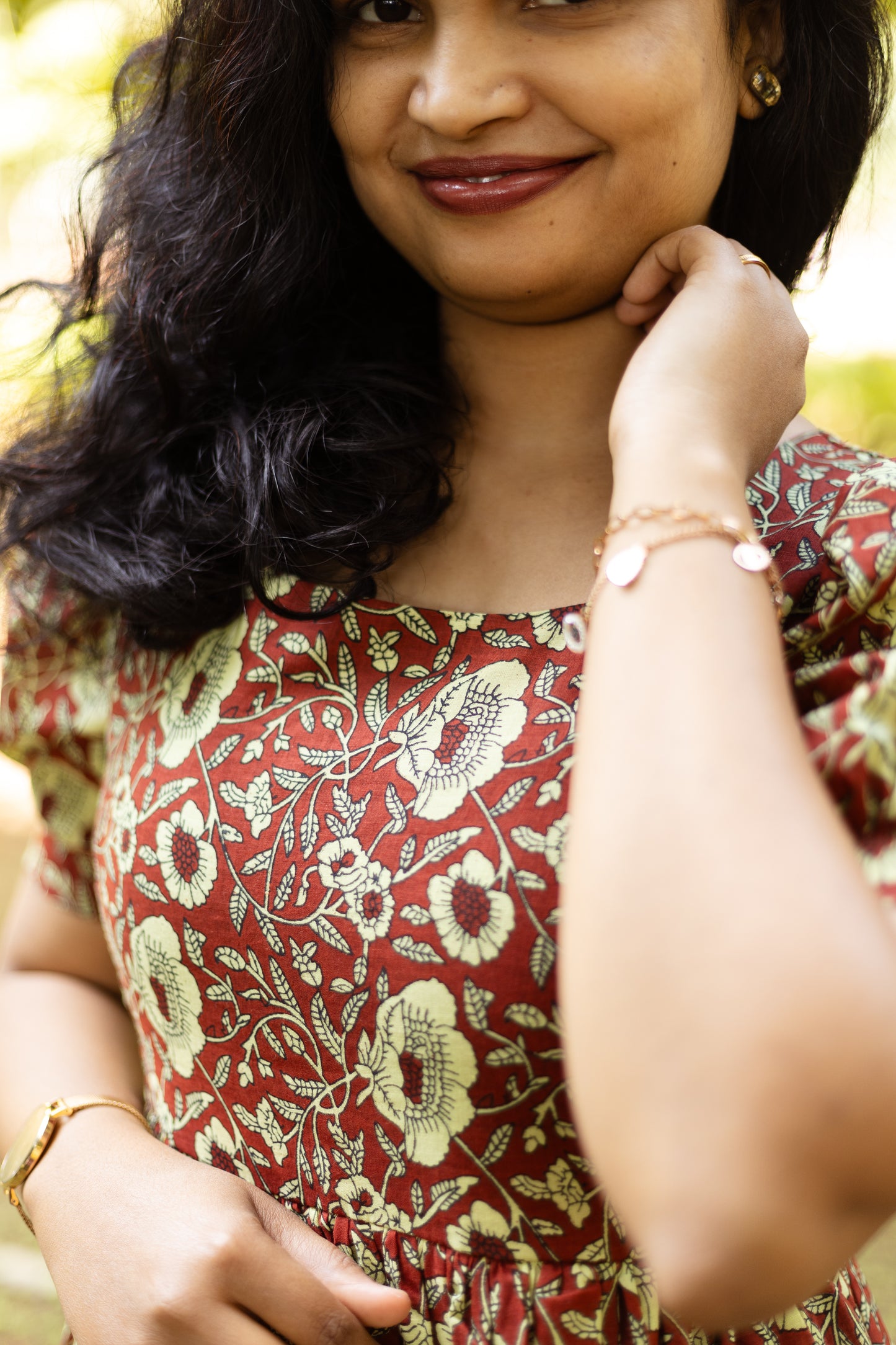 Caramel Floral 3 tier dress