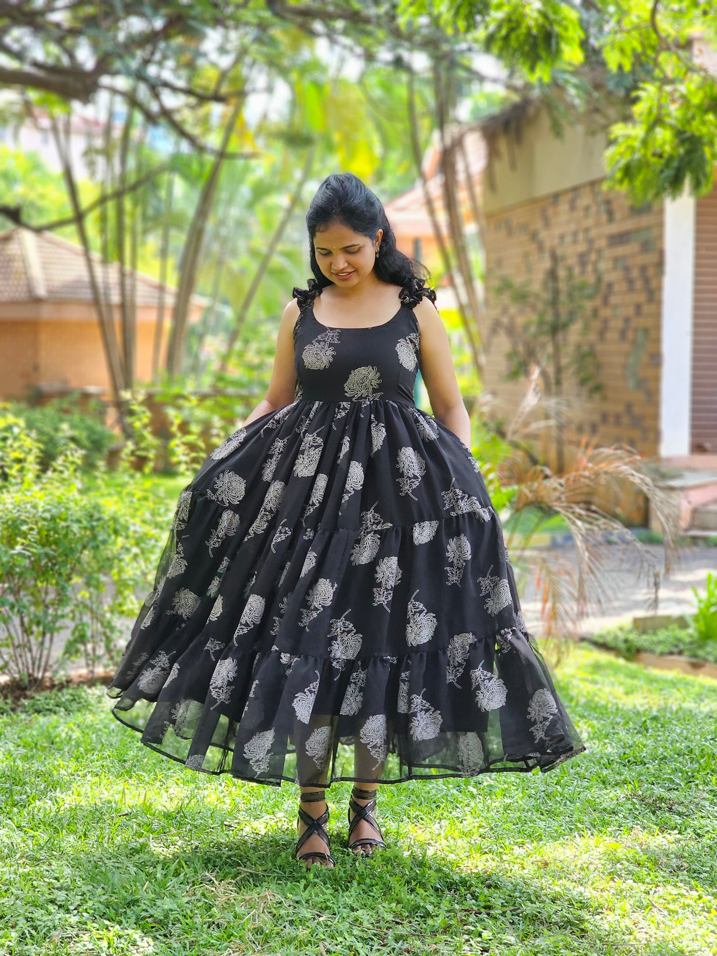 Tara Black 3 tiered Dress