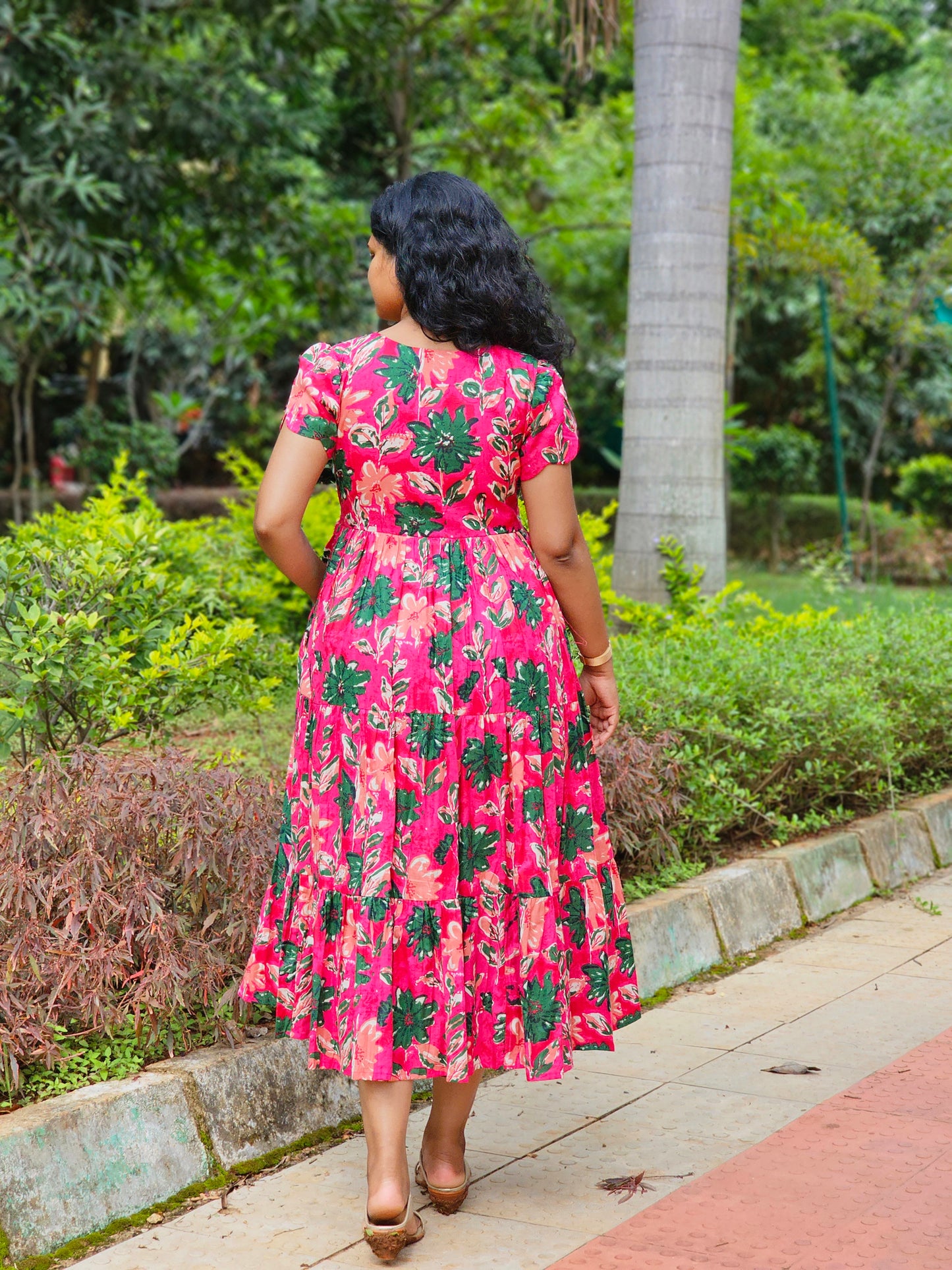Raspberry Bloom Scalloped Dress