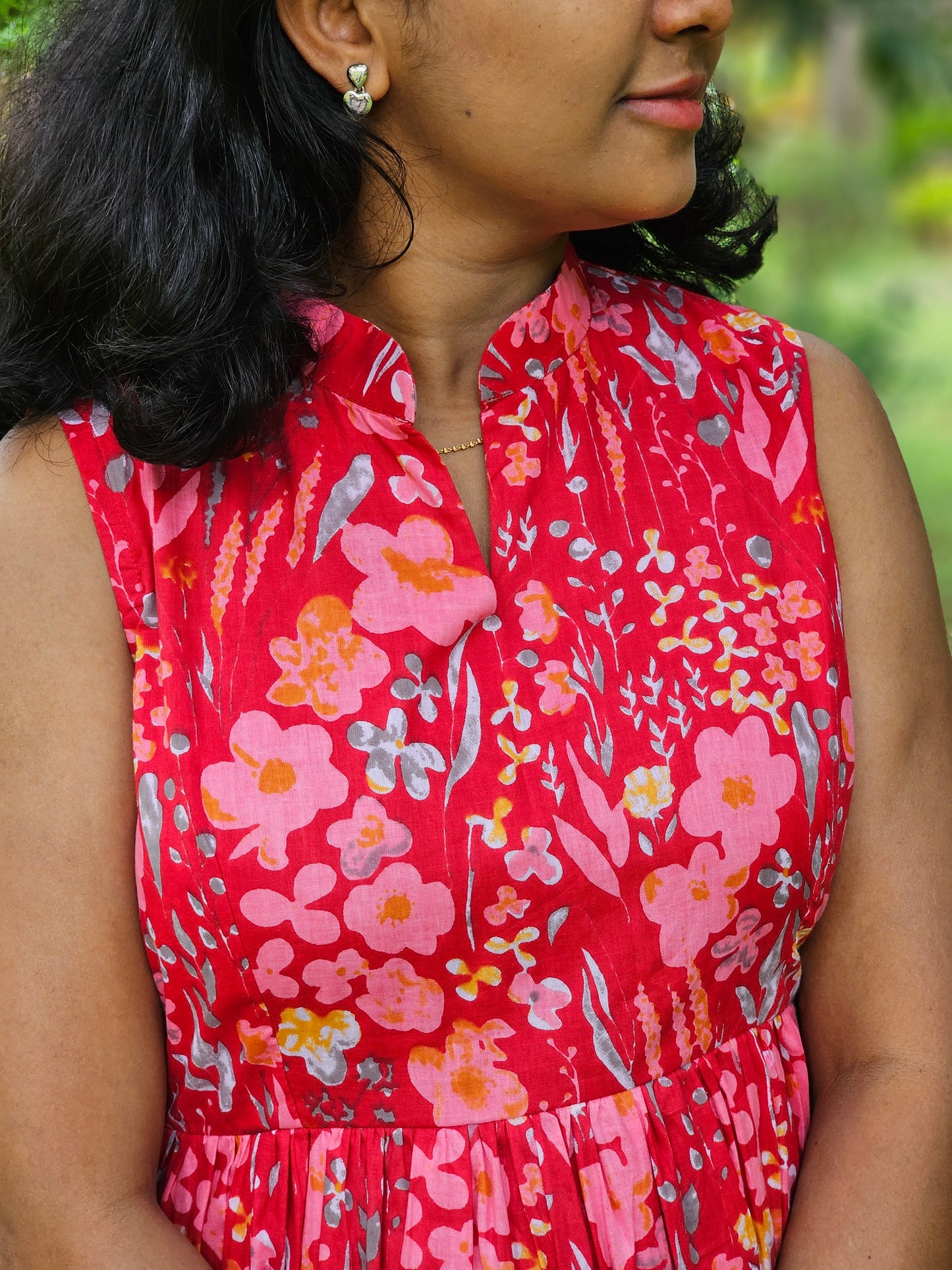 Scarlet Bloom Midi Dress
