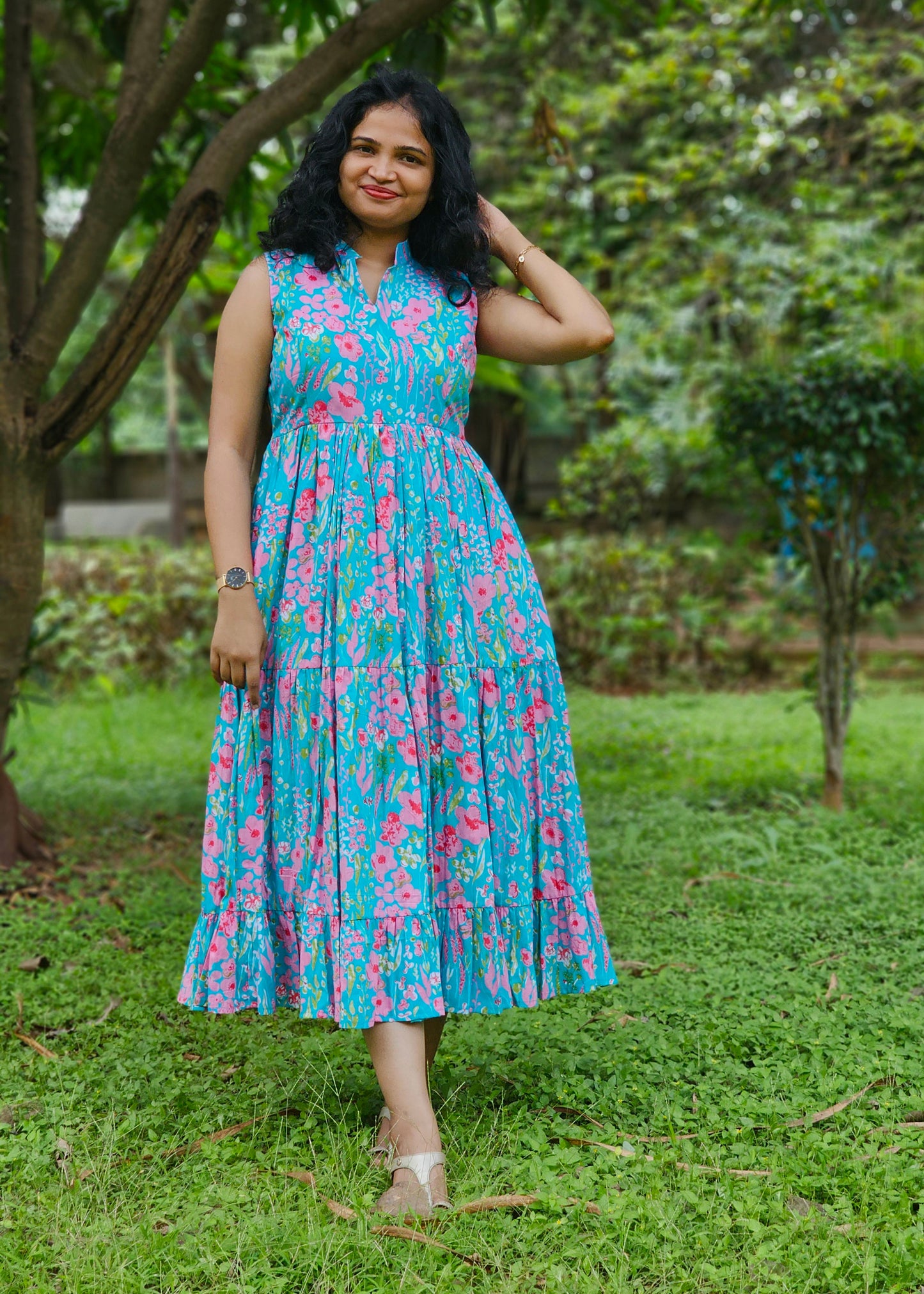 Aqua petal bloomy Dress