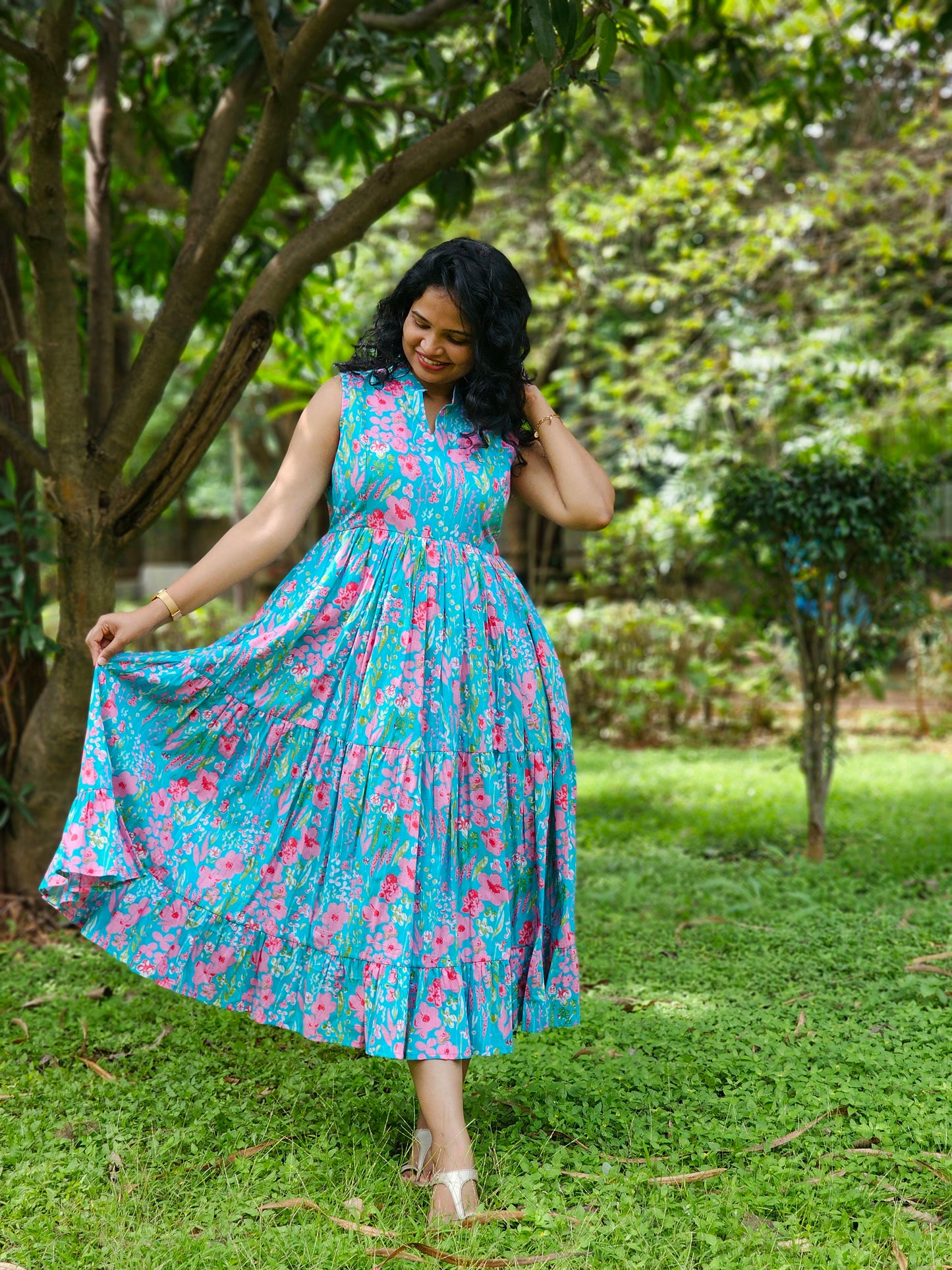 Aqua petal bloomy Dress