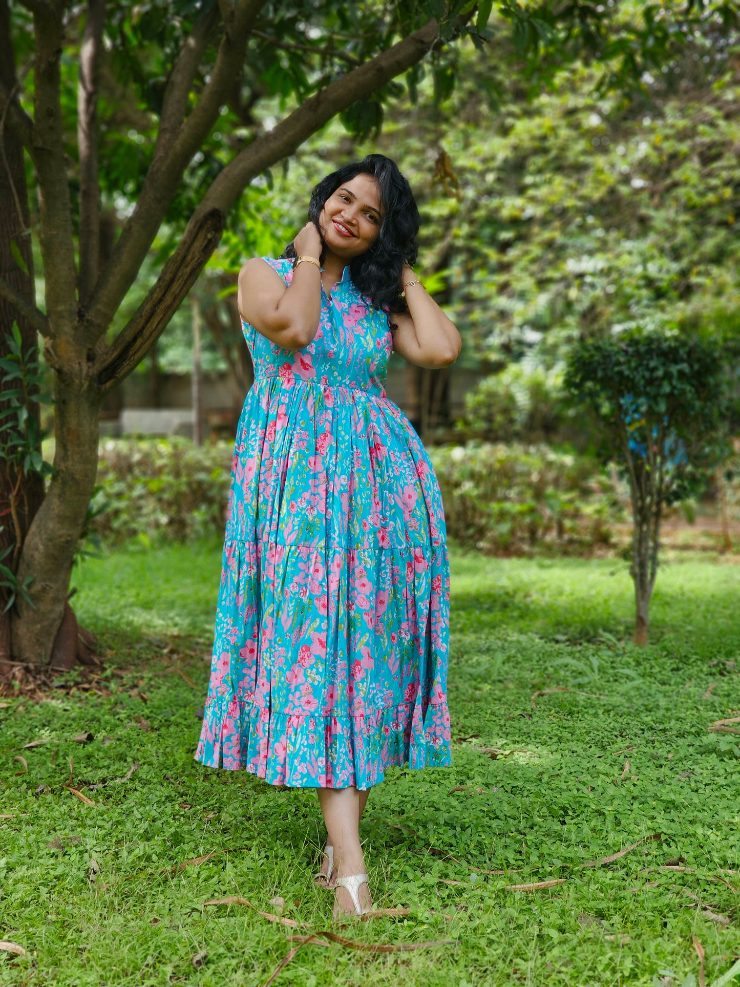Aqua petal bloomy Dress