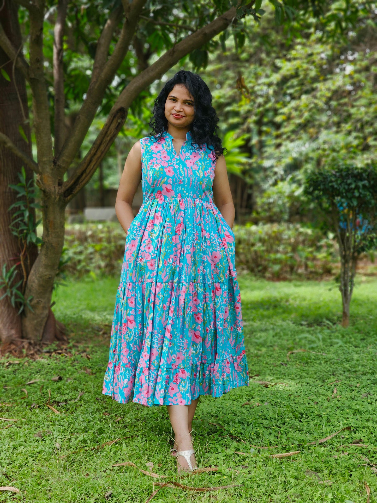 Aqua petal bloomy Dress