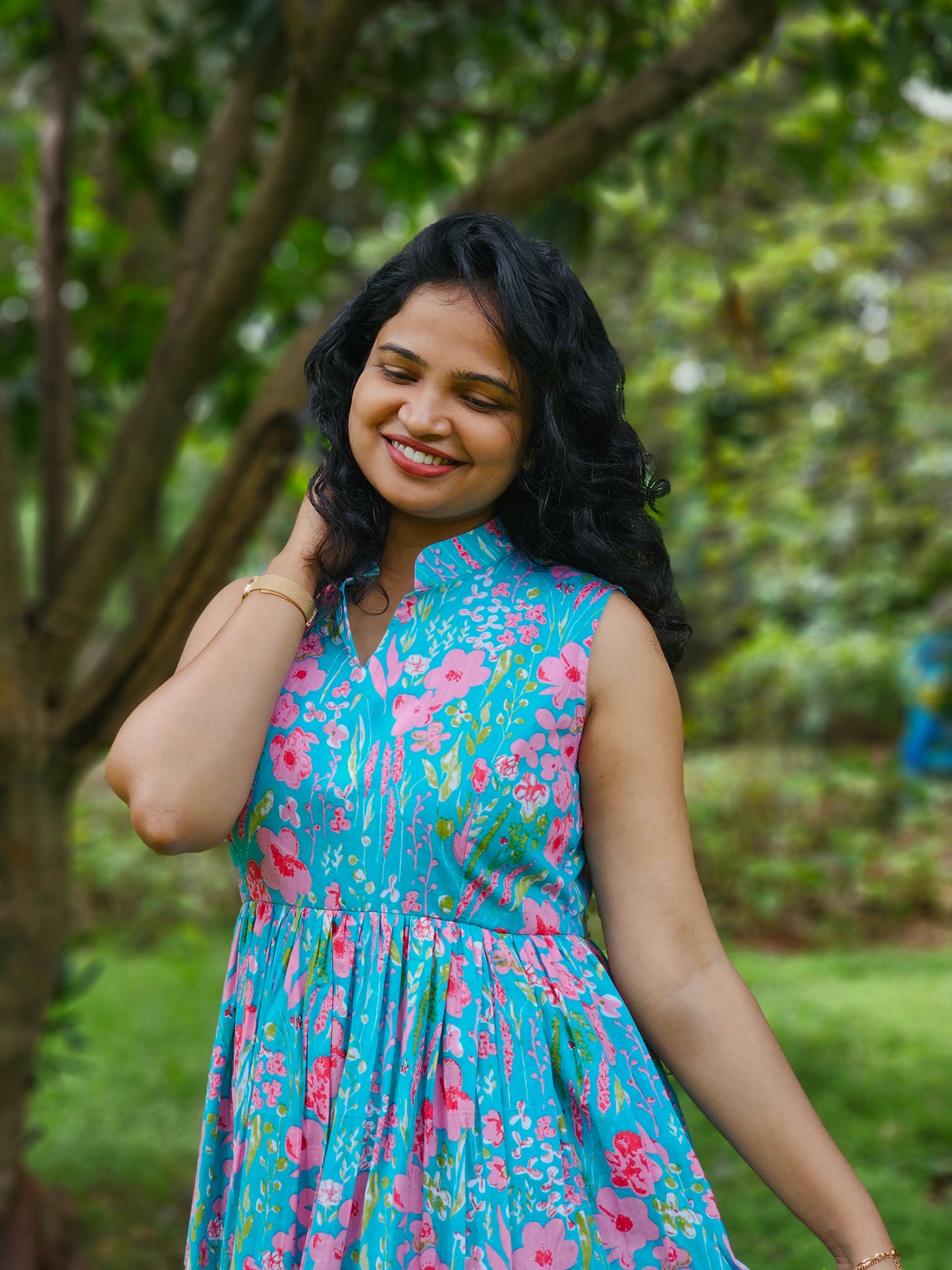 Aqua petal bloomy Dress