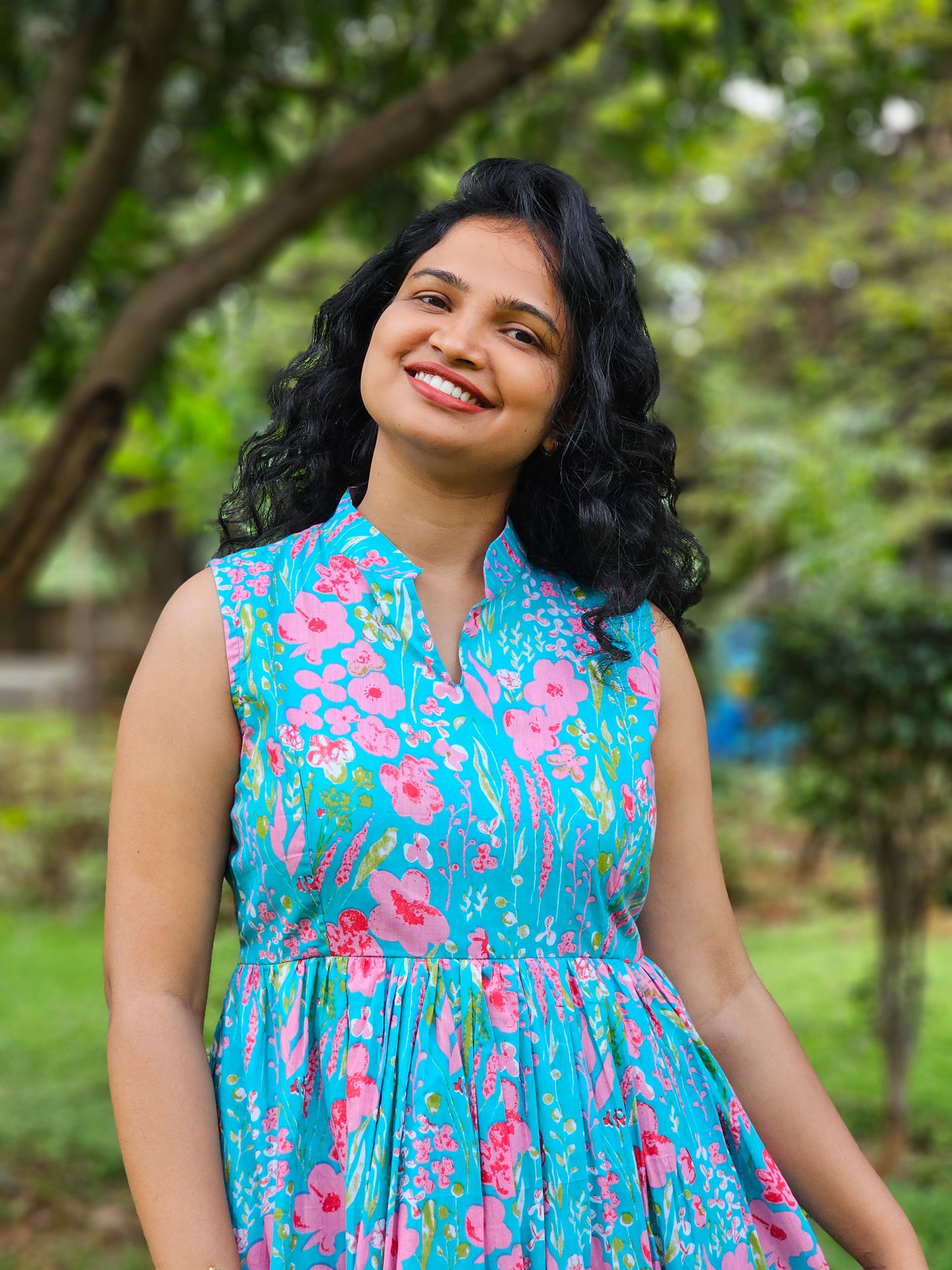 Aqua petal bloomy Dress