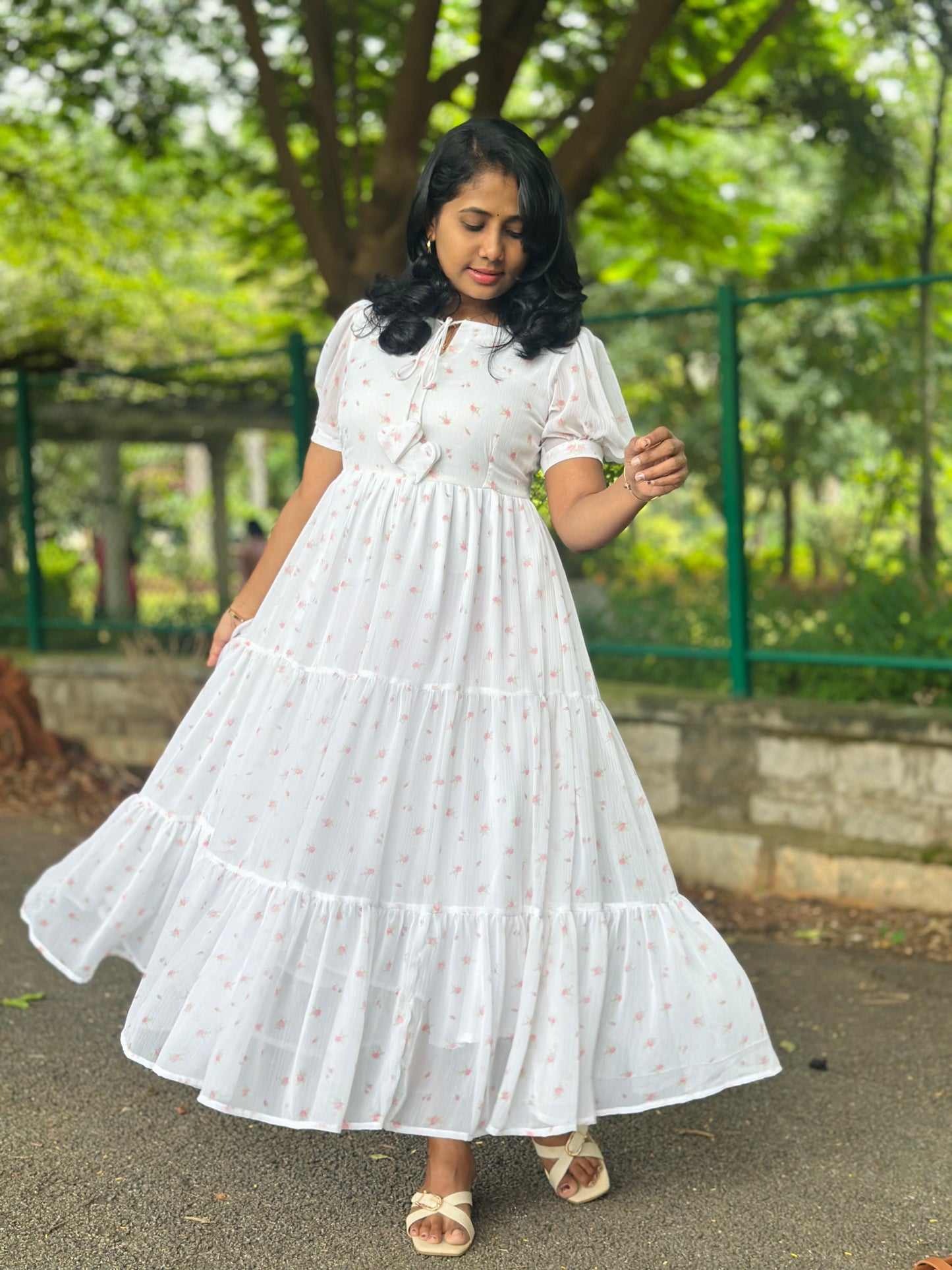 Petal Cloud Tie-Neck Dress