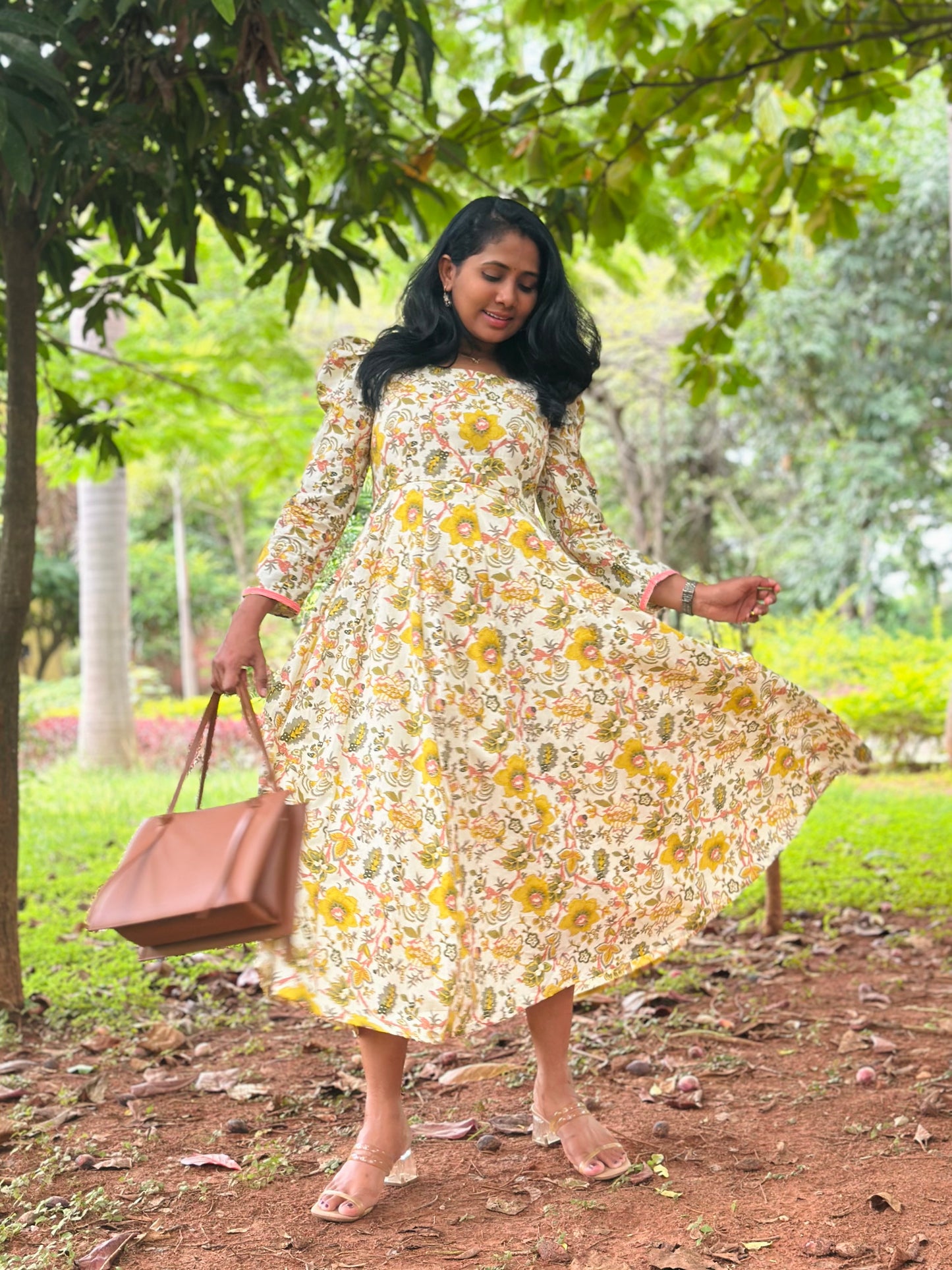 Yellow Floral Kali dress-Immediate Dispatch
