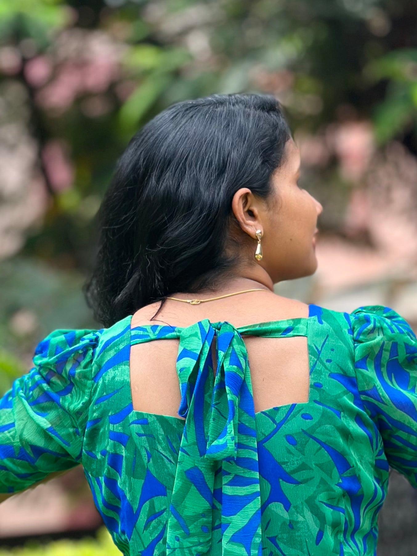 Lillian Blue Tropical print 3 Tiered Dress