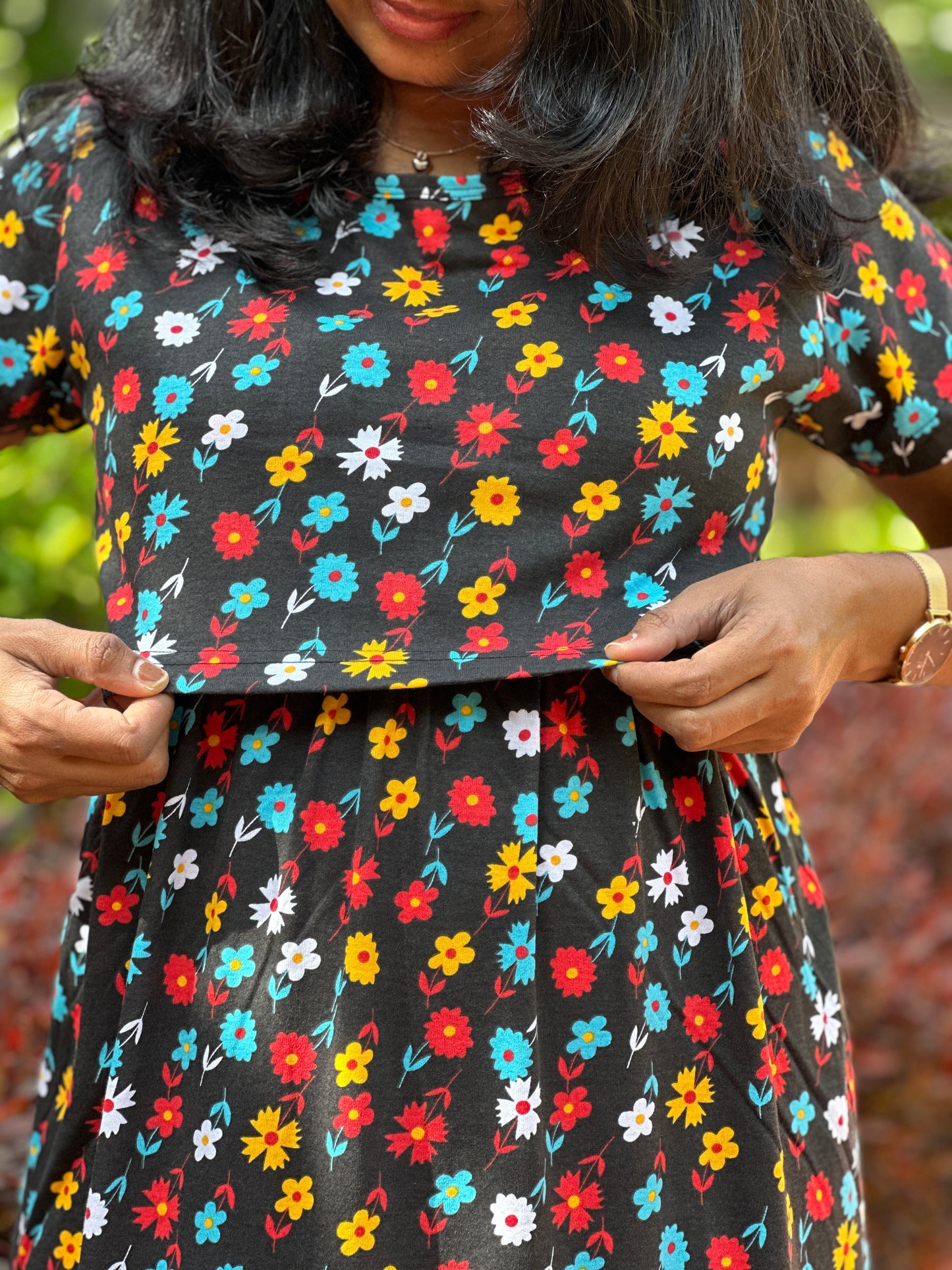 Black Blossom Maternity & Feeding Loungewear