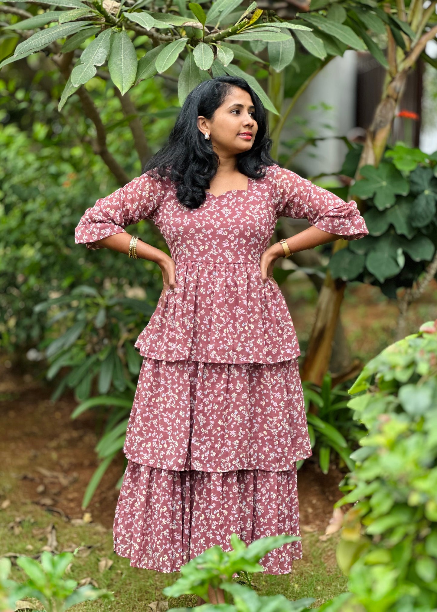 Pinkwood petals 3 layered Dress