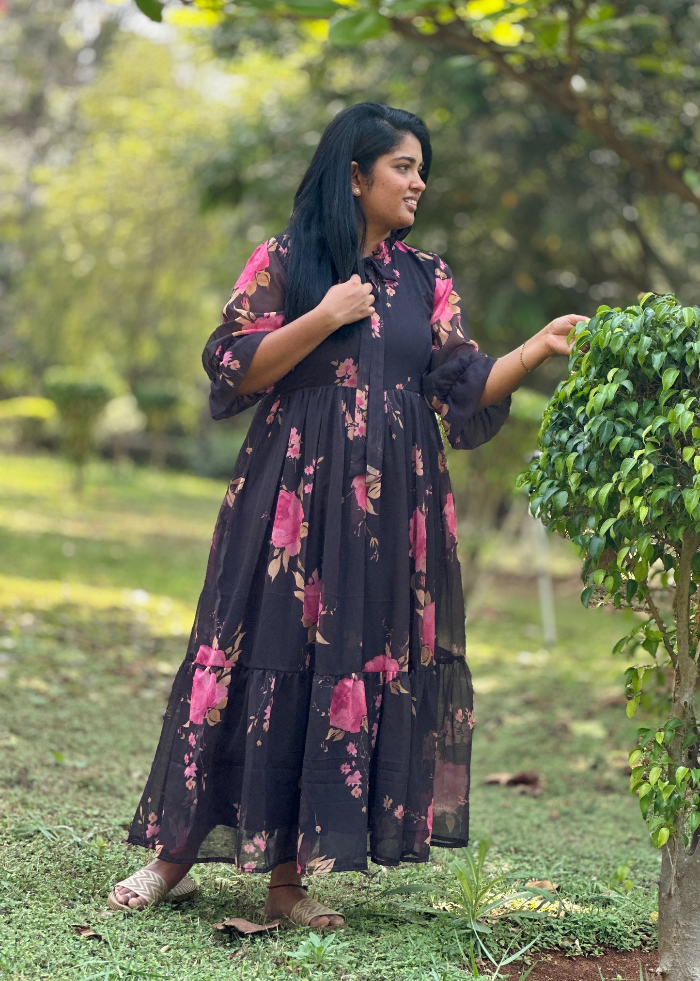 Rosaire Black Floral Dress
