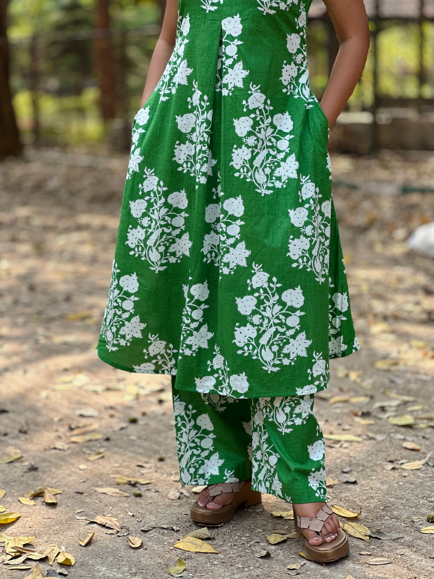 Vrinda Green A line Co-Ord Kurta Set