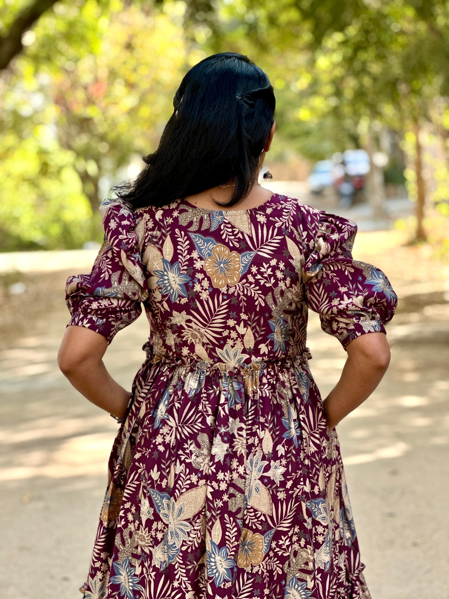 Vasuki Floral Printed 2 Tier Cotton Maxi Dress