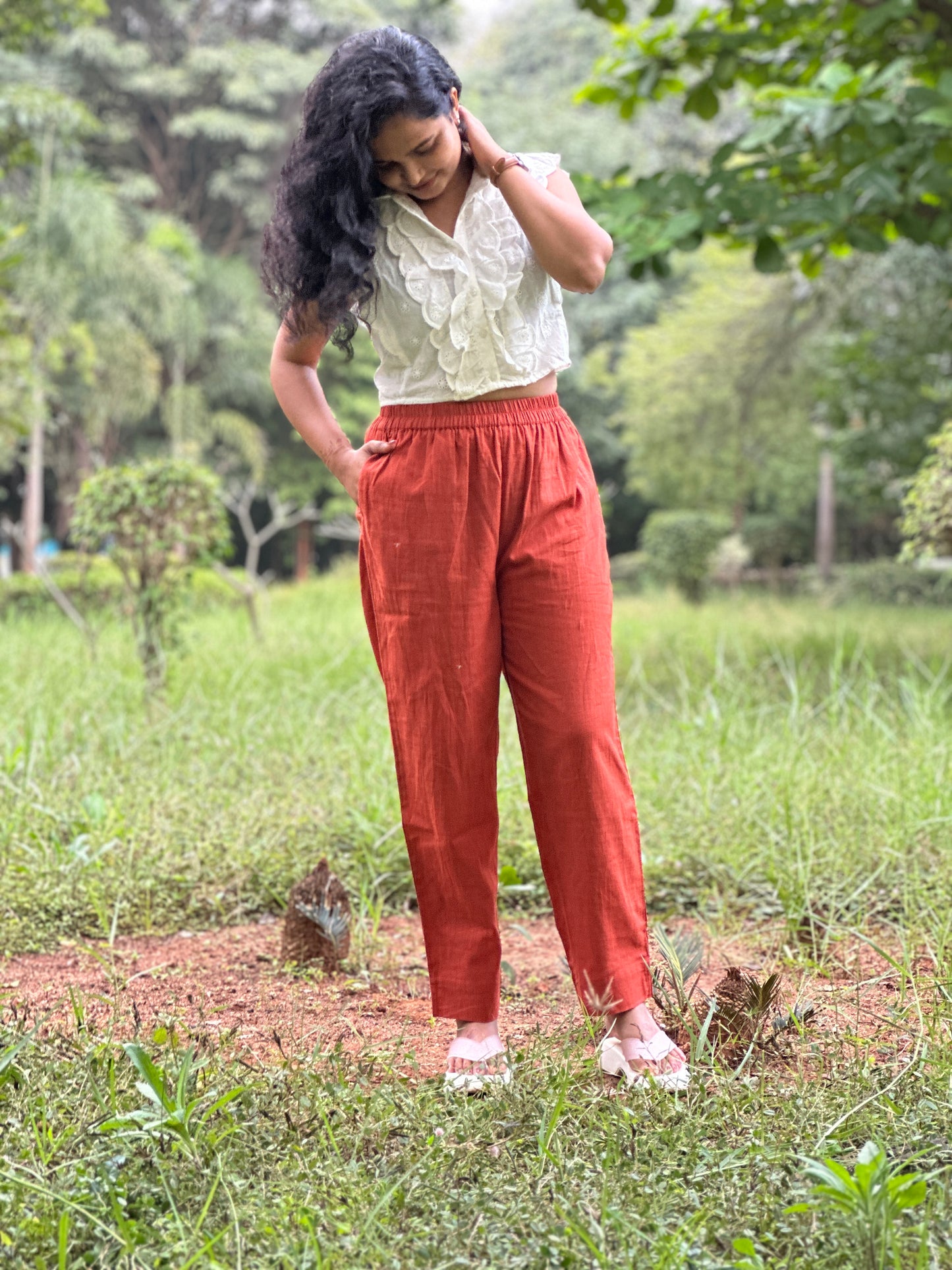 Cotton Pants- Rust