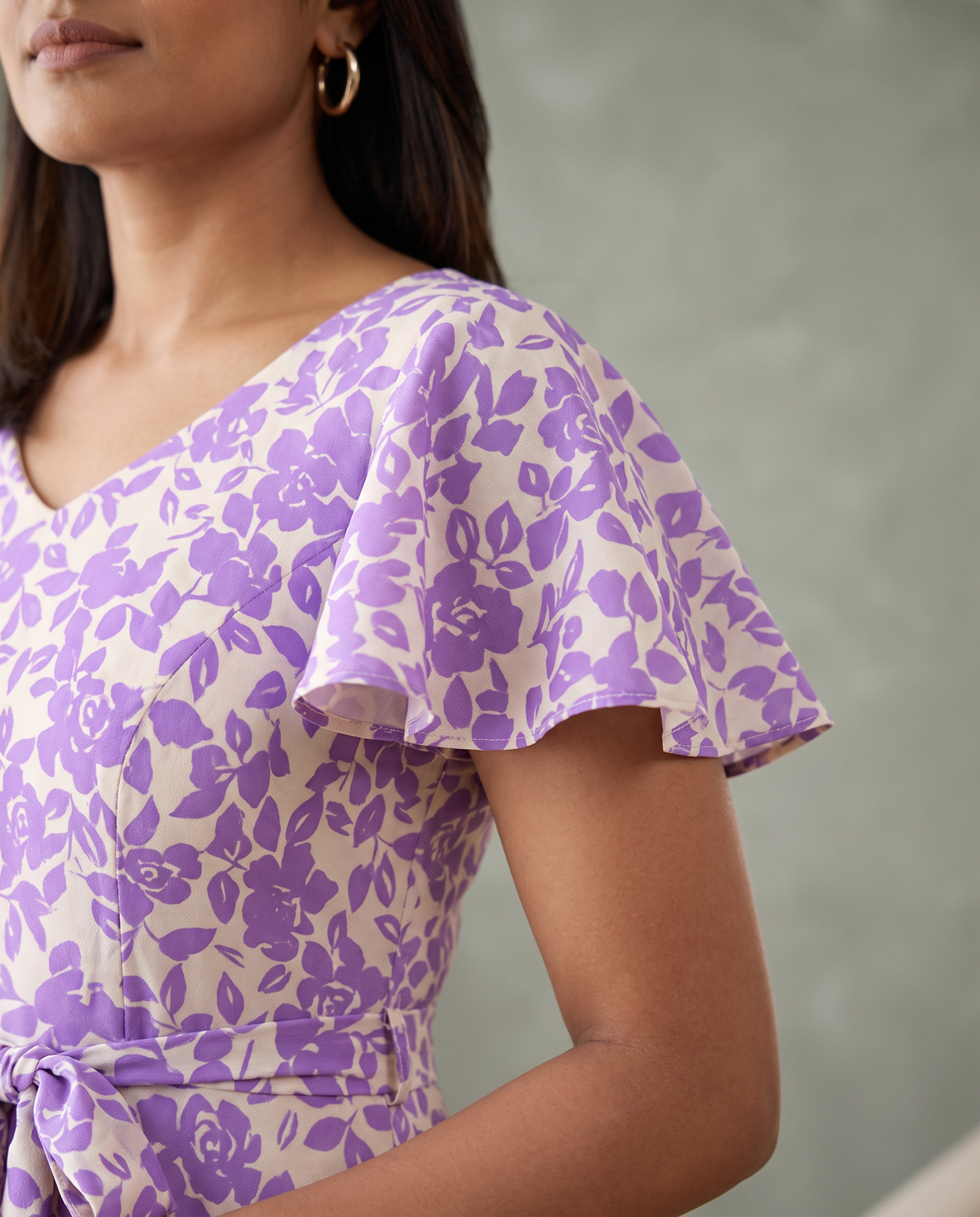 Lilac Poetry Floral Flared Dress