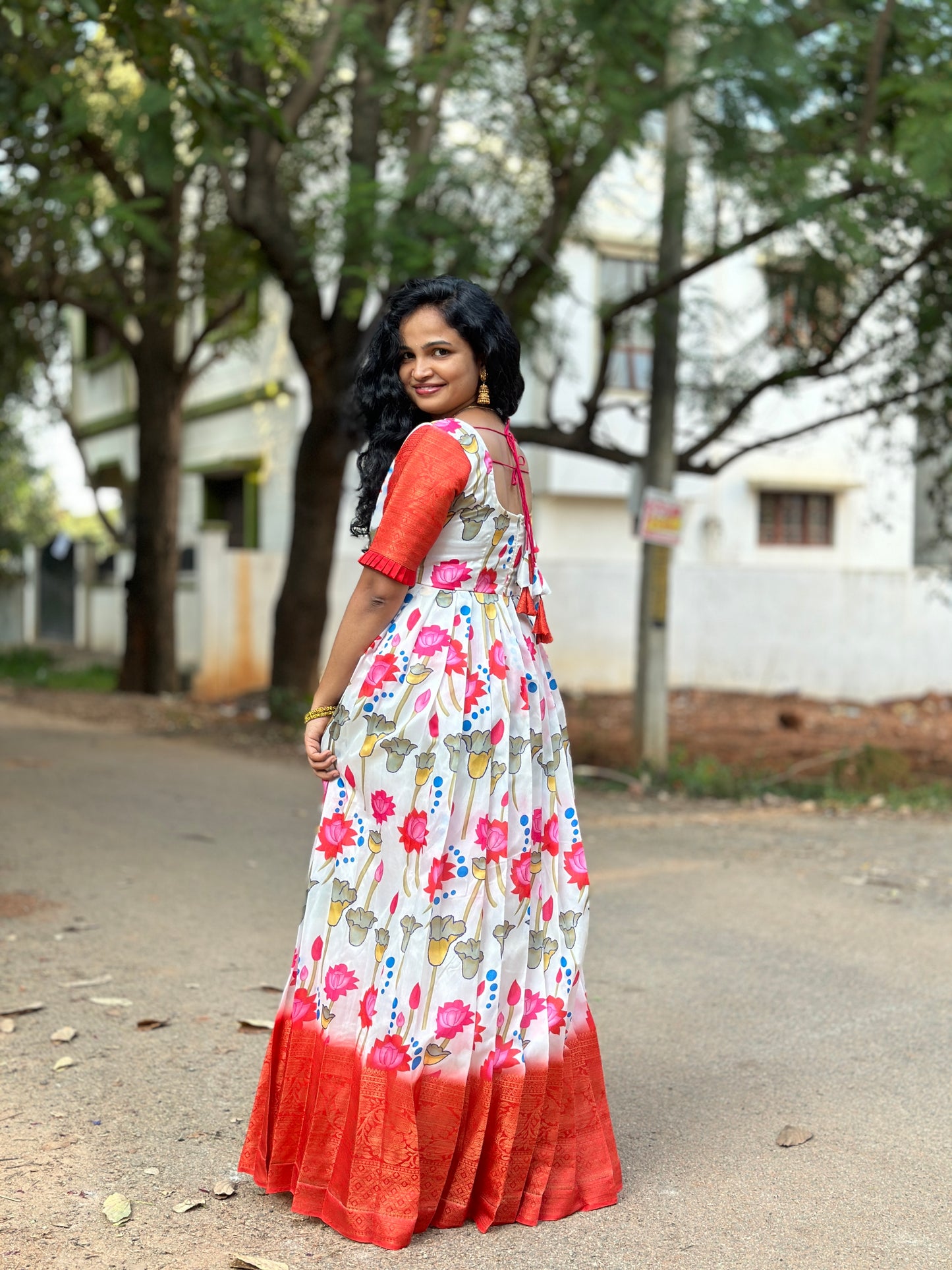 White lotus long gown