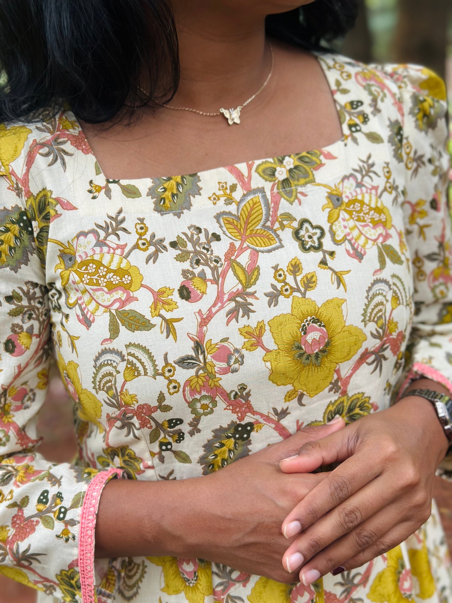 Yellow Floral Kali dress-Immediate Dispatch