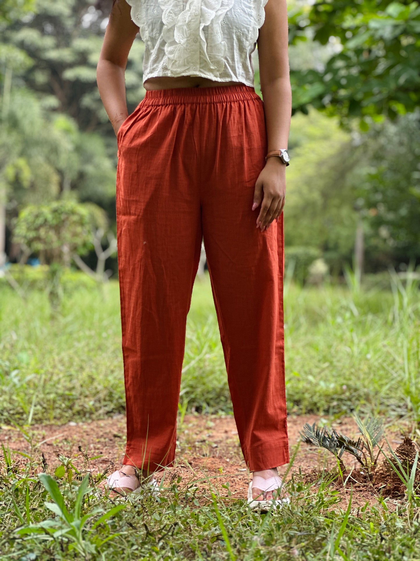 Cotton Pants- Rust
