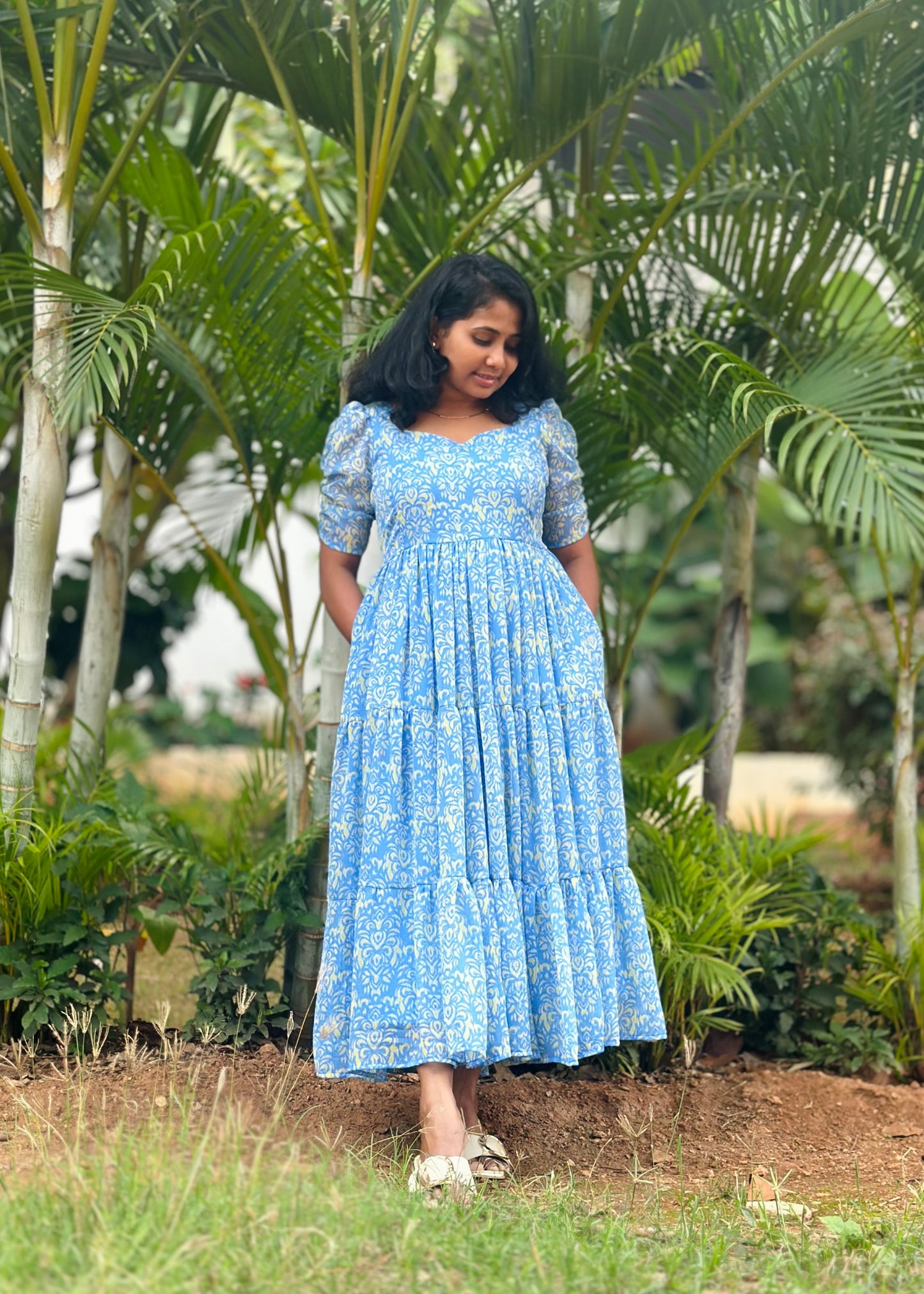 Neelima Skyblue 3 tiered Dress
