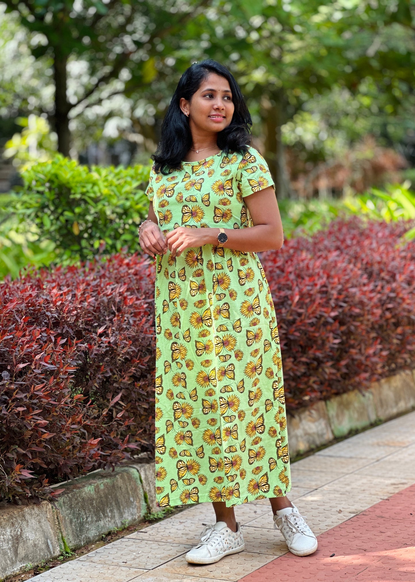 Neon Green Printed Maternity & Feeding Loungewear