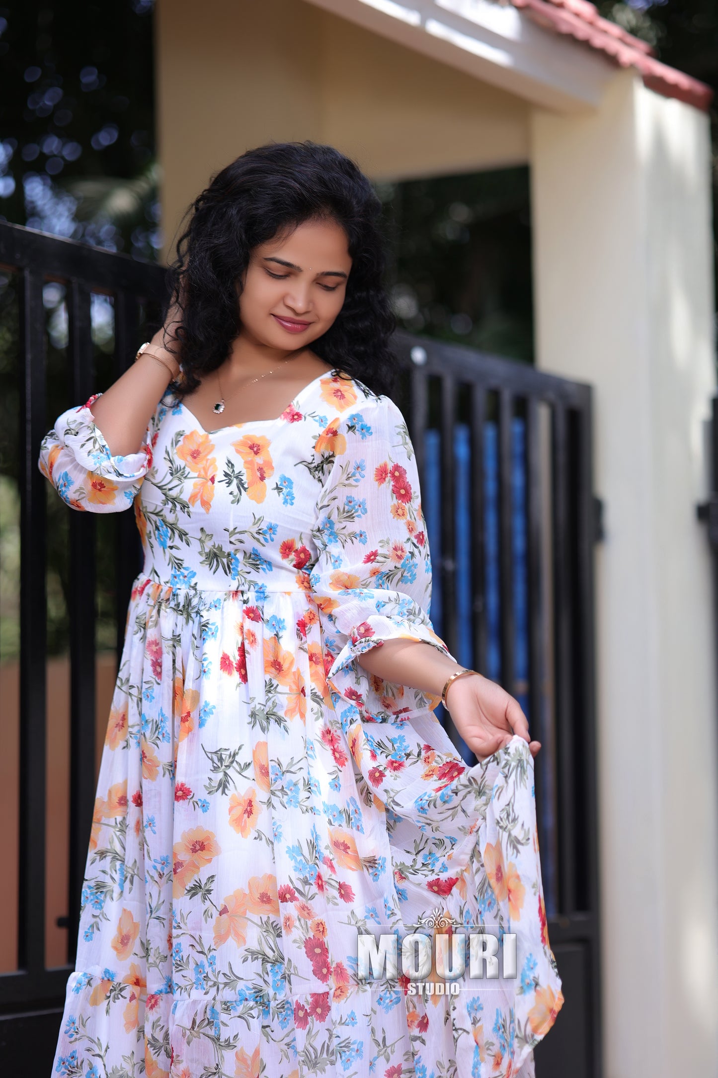 Meghalika White Floral Dress