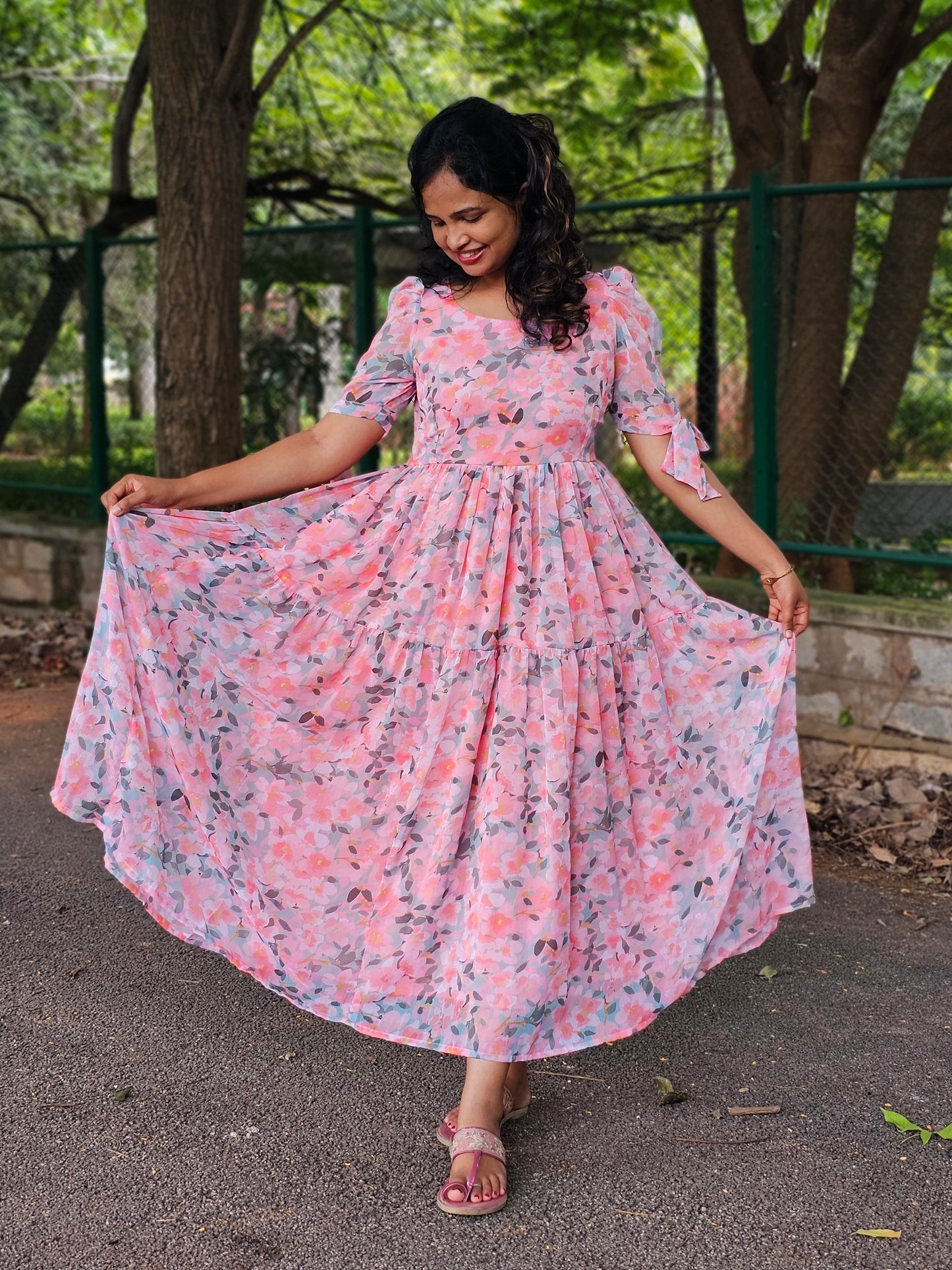 Rosy Reverie tiered dress