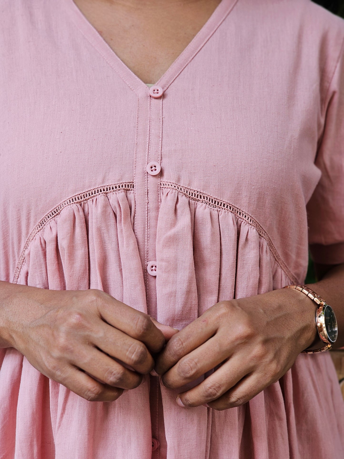 Dusty Pink Solid Midi Dress - Ready to Ship