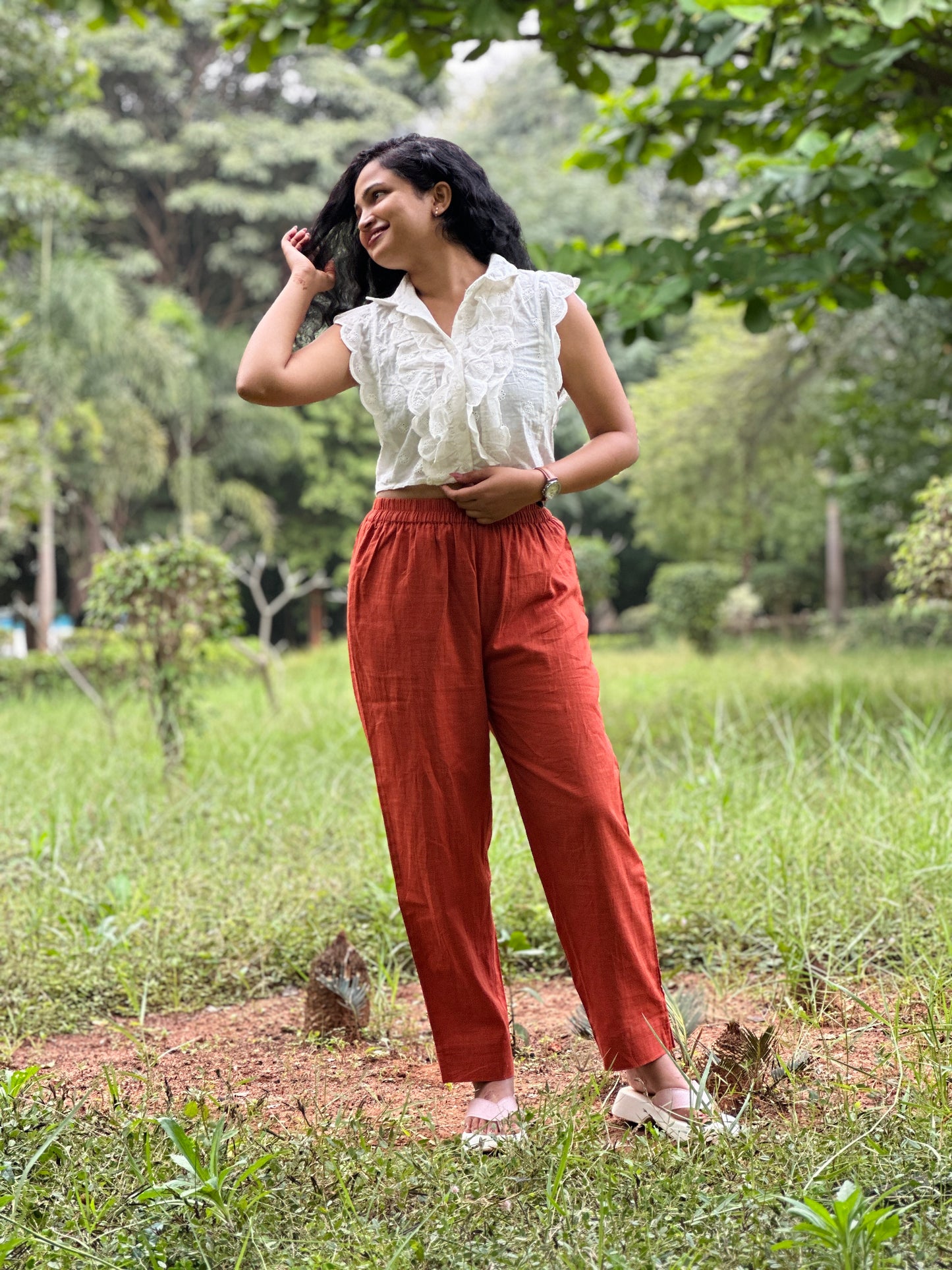 Cotton Pants- Rust