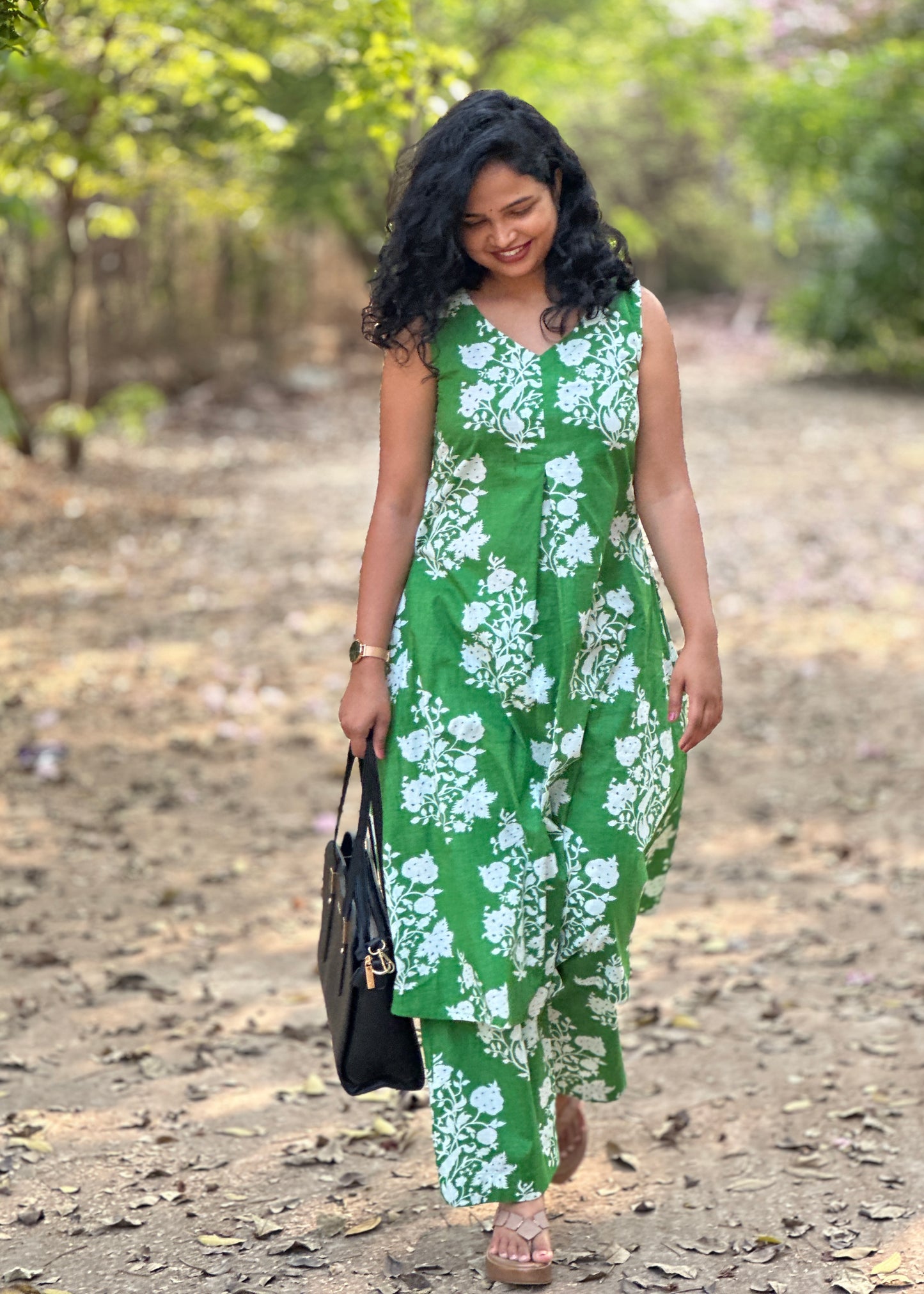 Vrinda Green A line Co-Ord Kurta Set