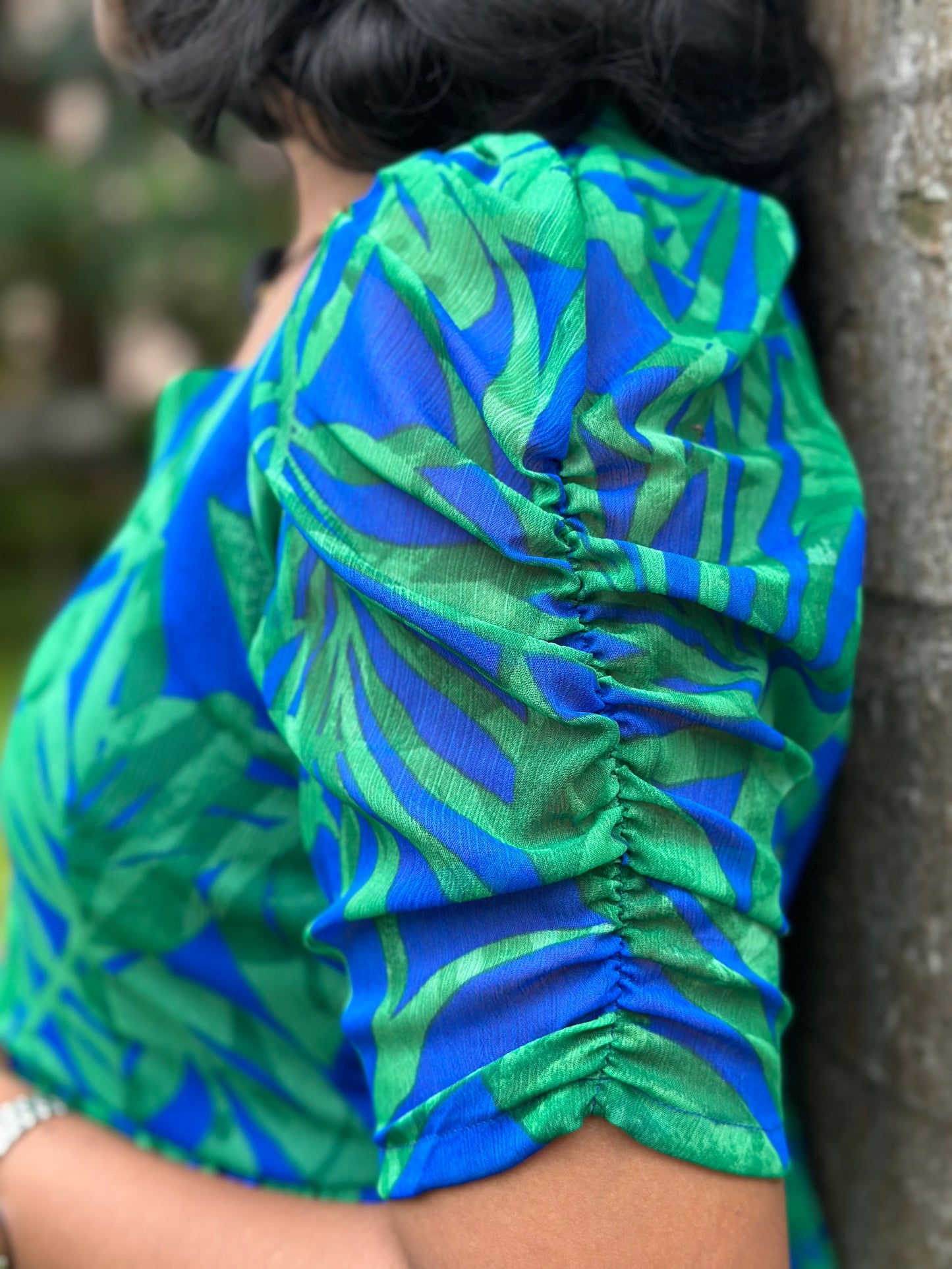 Lillian Blue Tropical print 3 Tiered Dress