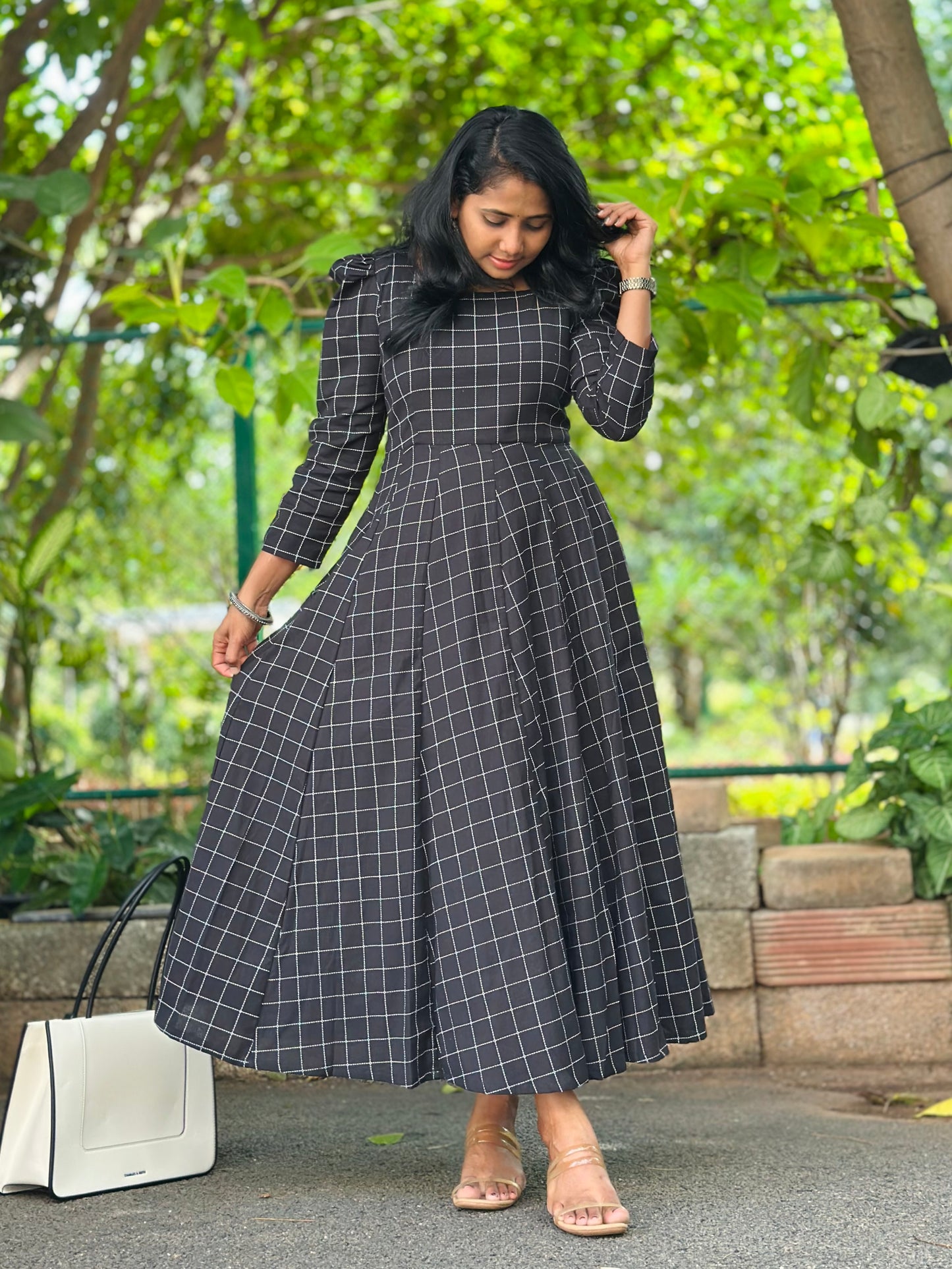 Black Checks Kali dress-Immediate Dispatch
