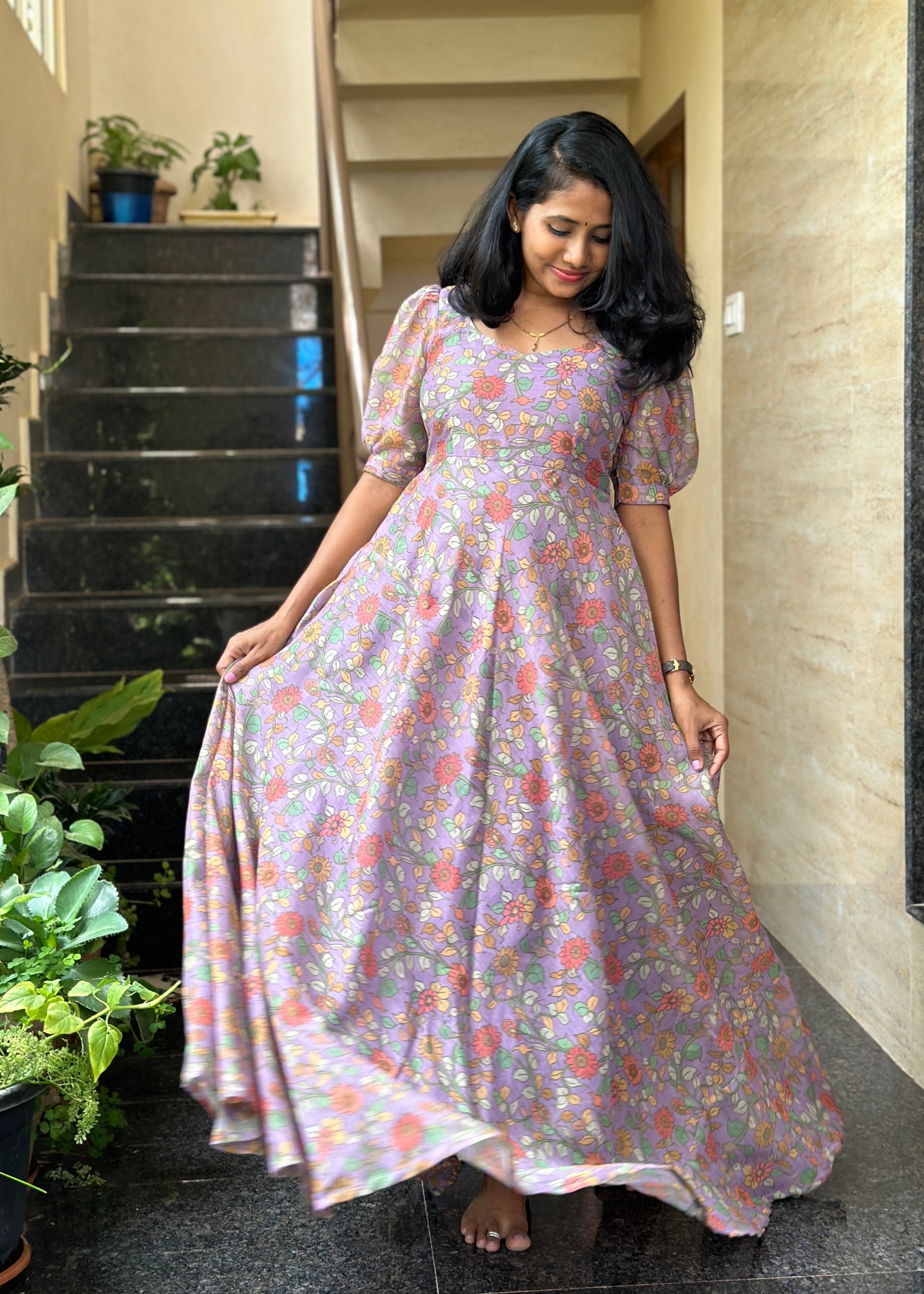Naina Chanderi Flared Long gown