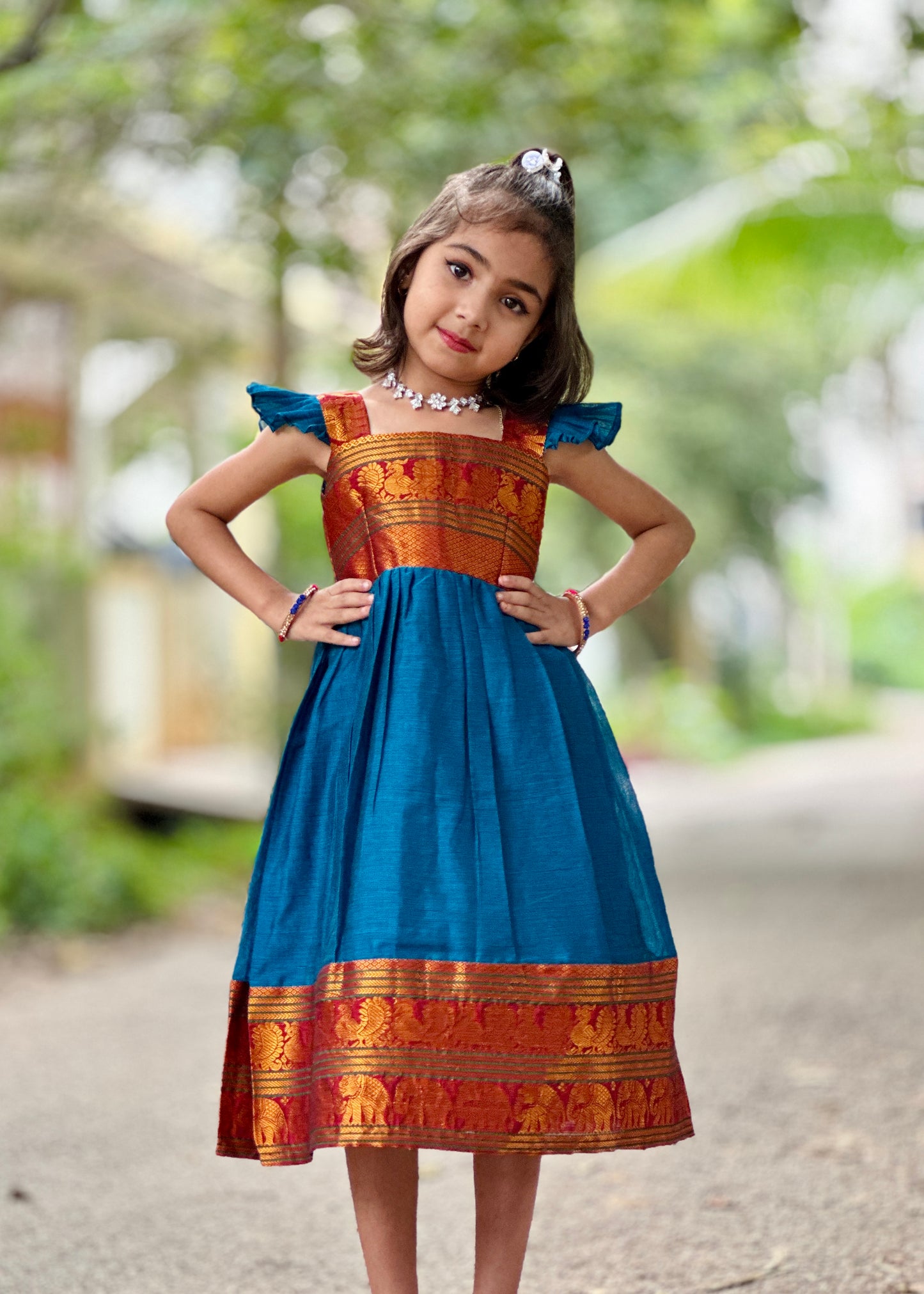 Anvi Blue Ethnic Baby Frock