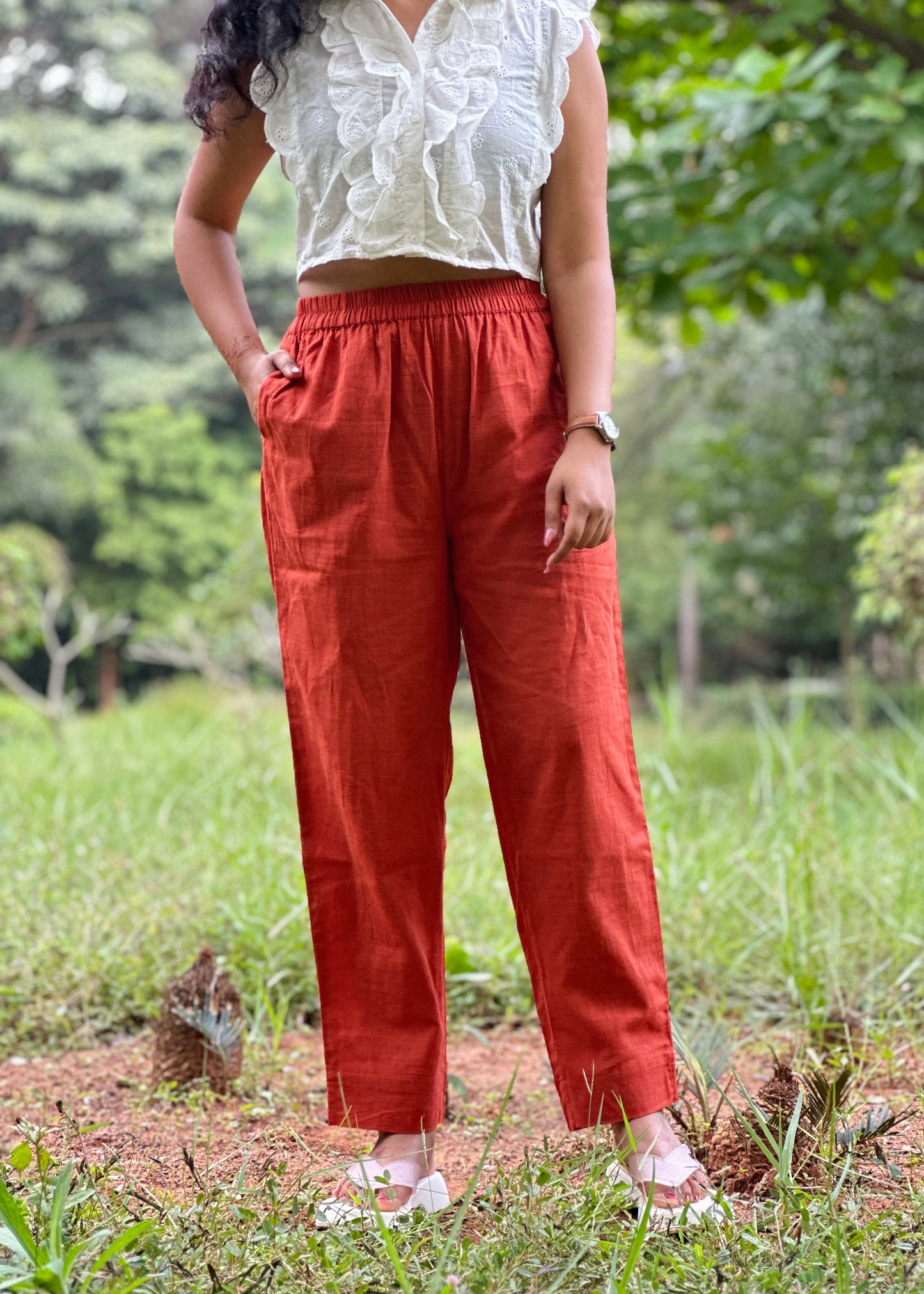 Cotton Pants- Rust