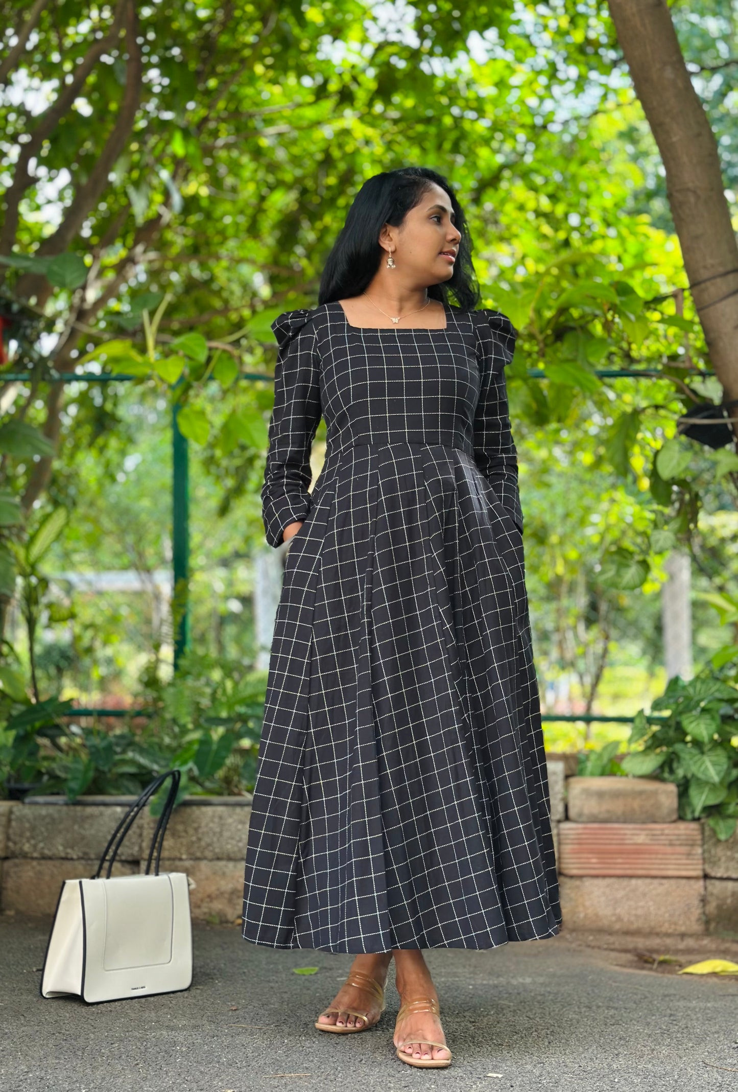 Black Checks Kali dress-Immediate Dispatch