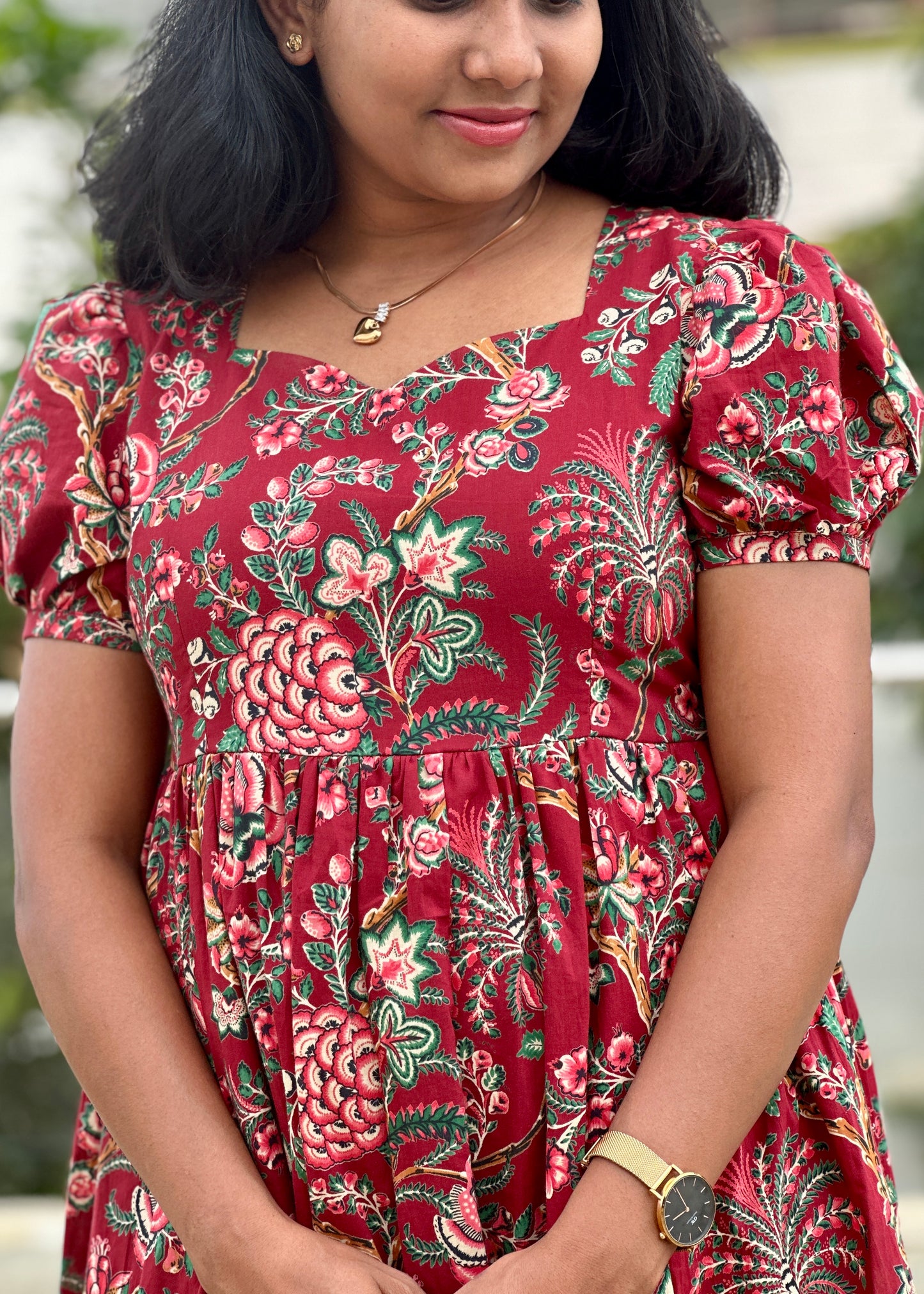 Maroon Mirage Floral Maxi Dress