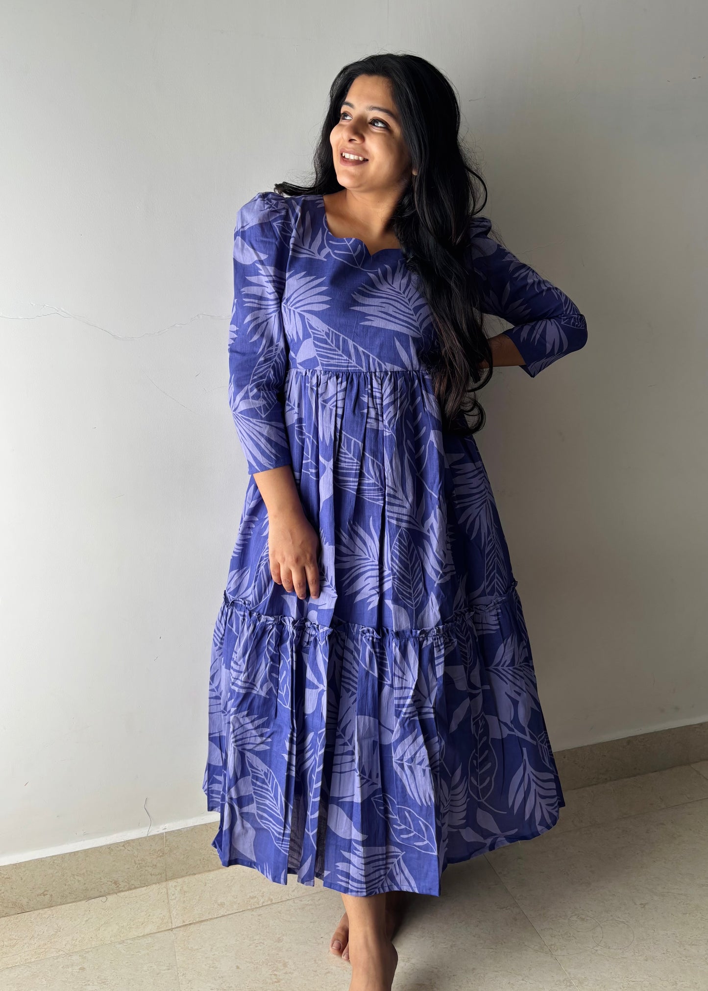 Lavender Tropical Midi Dress