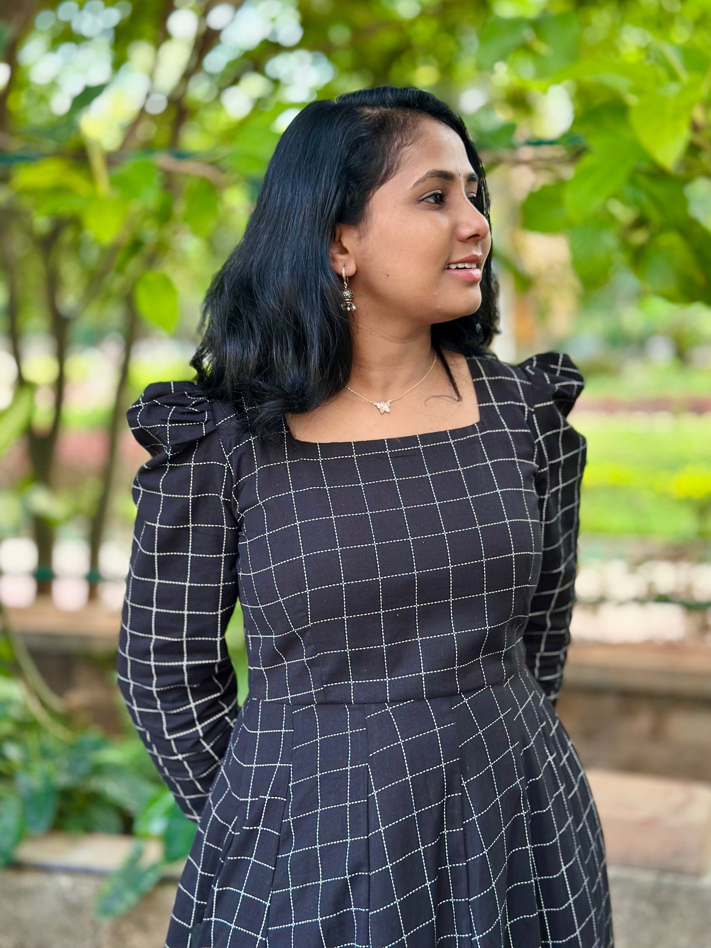 Black Checks Kali dress-Immediate Dispatch
