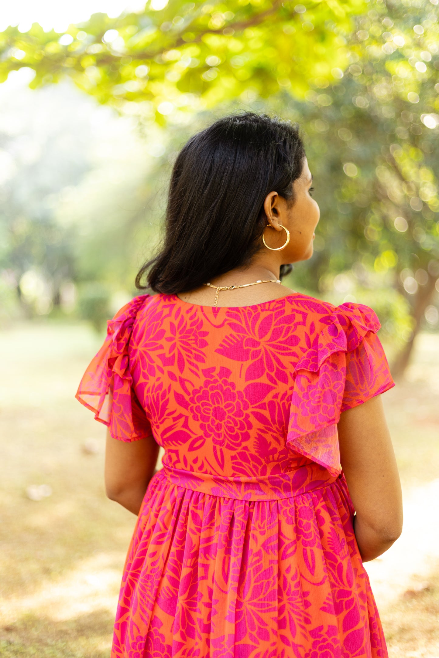 Orange Daisy Midi Dress